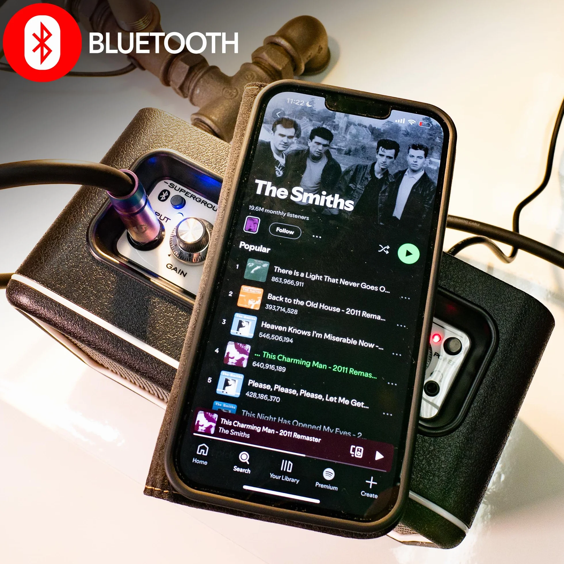 Mini-STB-SUPERG-2 Amplificador de Guitarra Laney de 6W con Bluetooth Alimentado por batería – Canales Limpio/Overdrive, delay, Entrada para Smartphone LSI, Entrada AUX