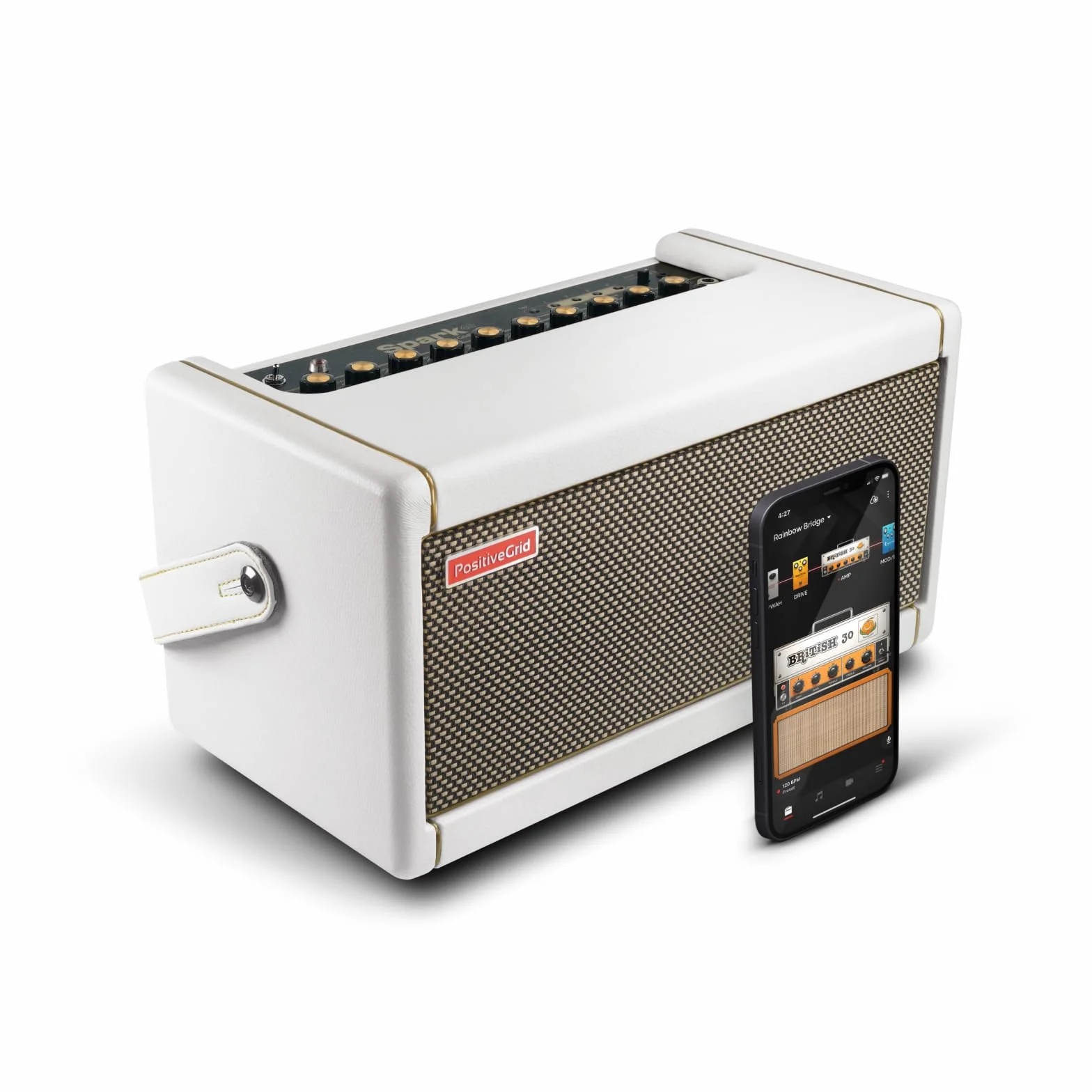 Positive Grid Spark Pearl Amplificador de Guitarra, Eléctrica, Bajo y Guitarra Acústica, Amplificador Combo de 40 Watts, App Móvil. (Perlado)