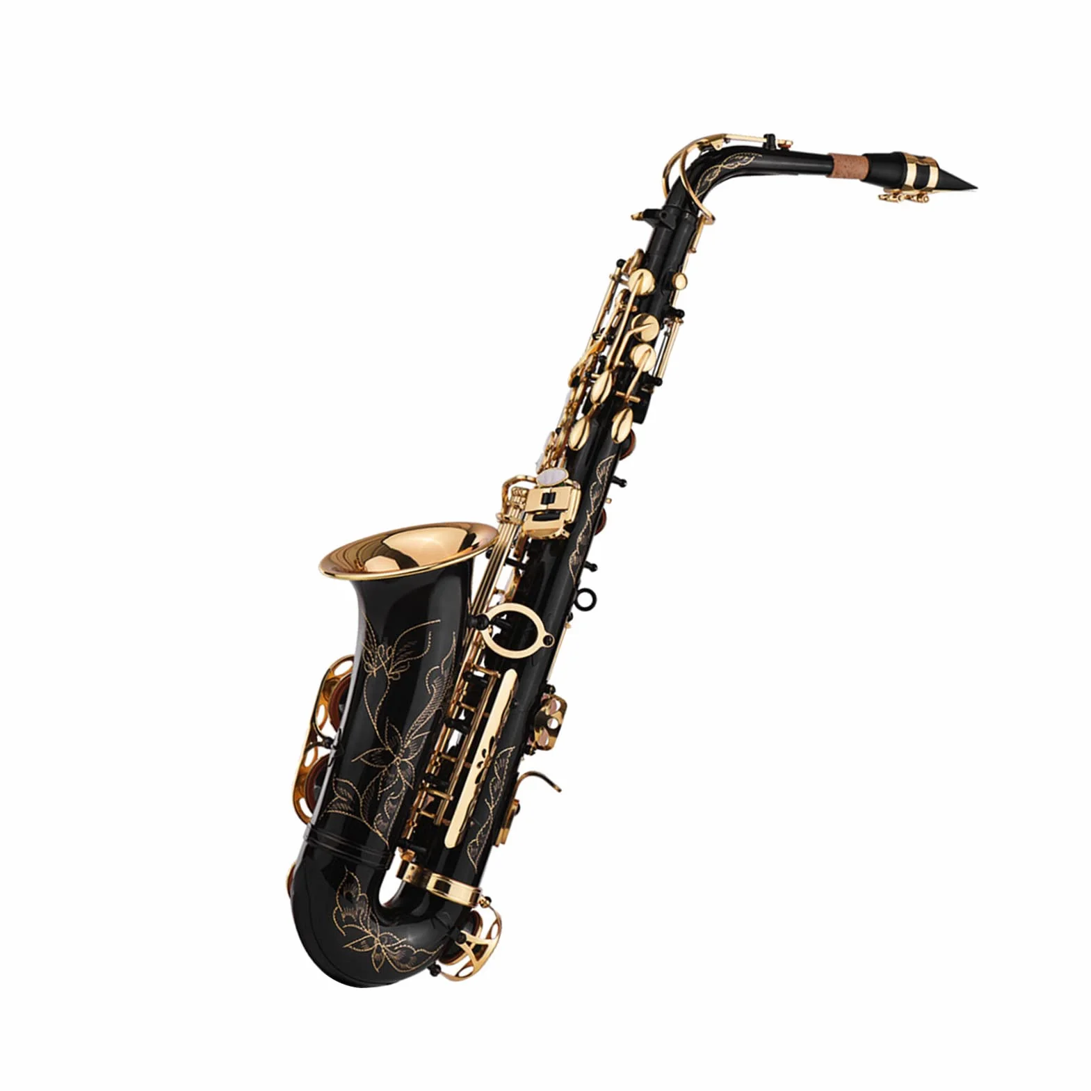 Saxofón Alto Mib de latón y llaves 82Z lacadas en dorado, con guantes acolchados, paño de limpieza, cepillo, correa de saxofón y cañas