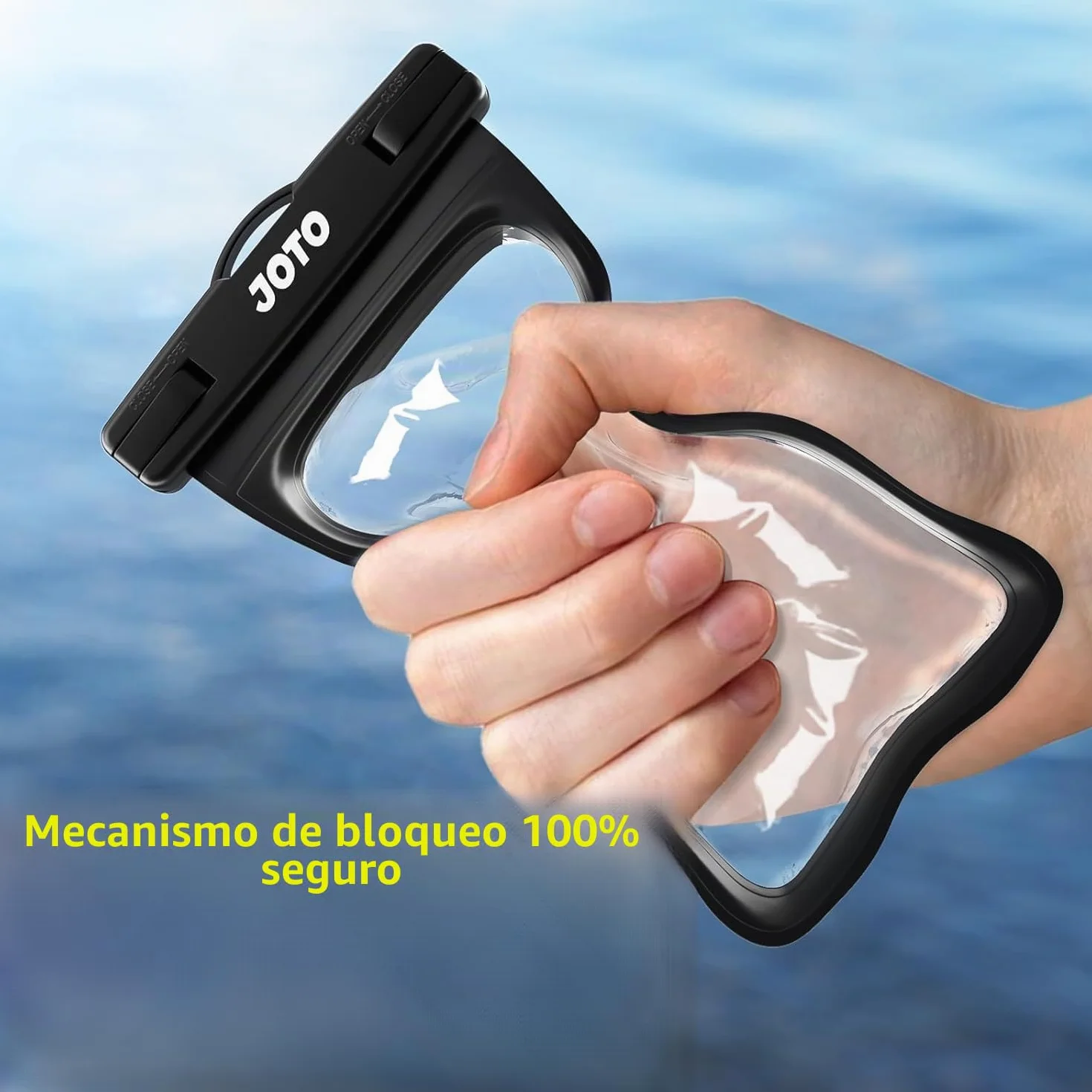 JOTO Funda Impermeable Móvil [2 Unidades], Funda Acuática IPX8 con Cuerda Ajustable para iPhone 17/16/15/14/13/12 Air/Pro MAX, Galaxy S20+/S10e, Huawei y Otros Móviles hasta 7" -Negro