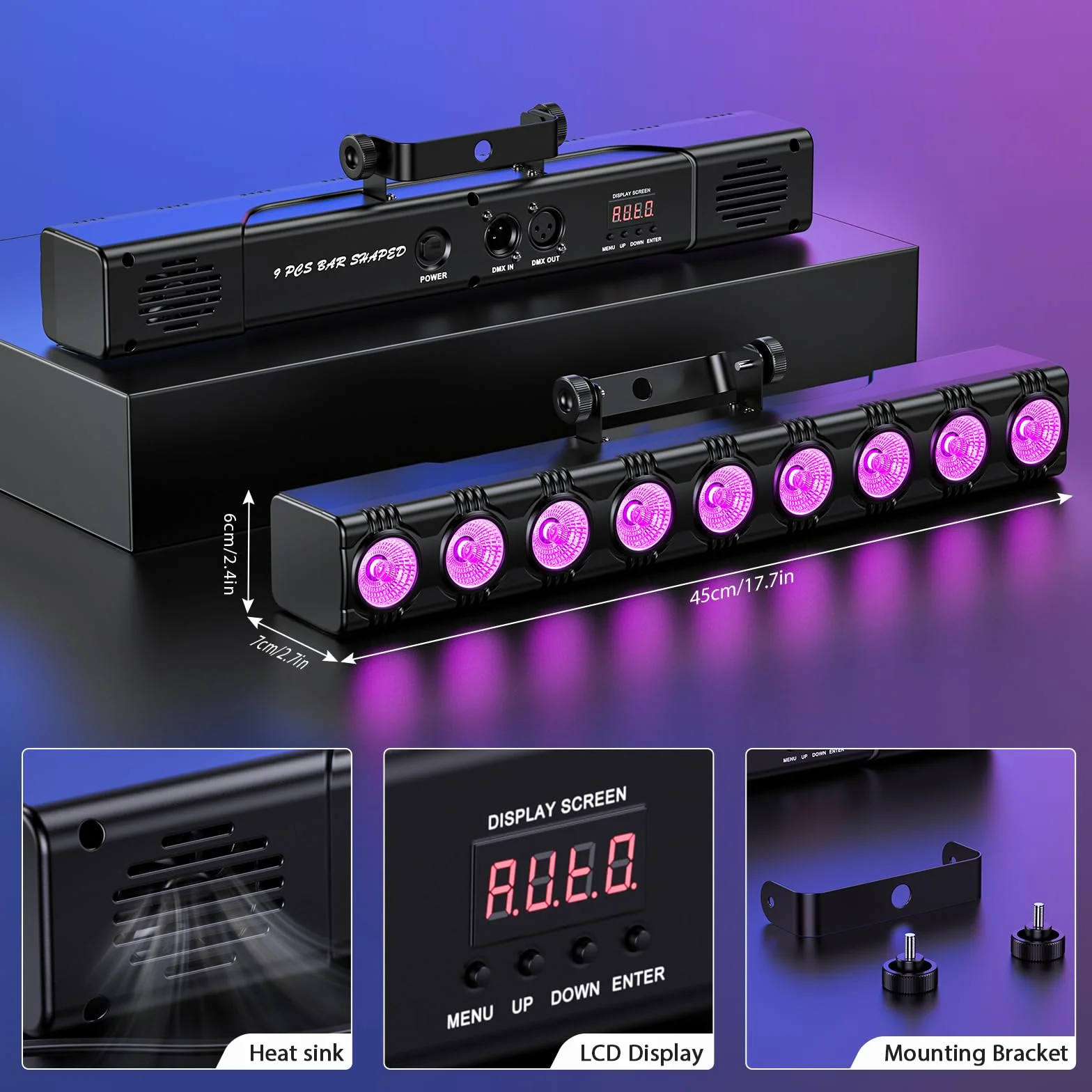 4 PCS LED Wallwasher,9 x 6W RGBW Barra LED,Luces Escenario DMX 512 con Control Remoto Iluminación Estroboscópica para DJ Bar,fiestas exterior,Discoteca,Jardín Decoración,Halloween,Navidad