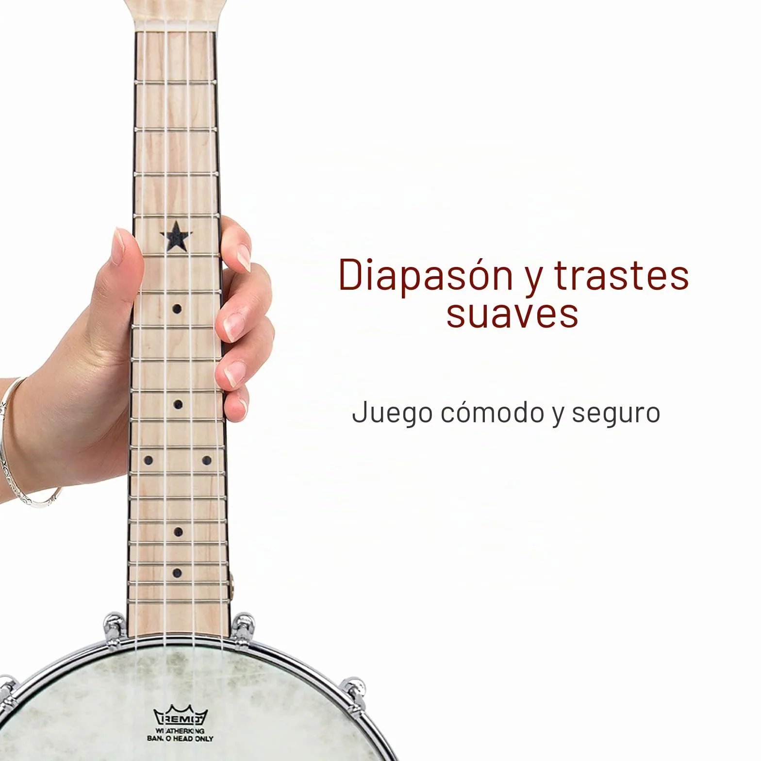 AKLOT Banjolele Ukelele banjo Concierto 23 pulgadas Remo Drumhead Open Back Maple Body 1:15 Sintonizador avanzado con varilla de armadura de dos vías