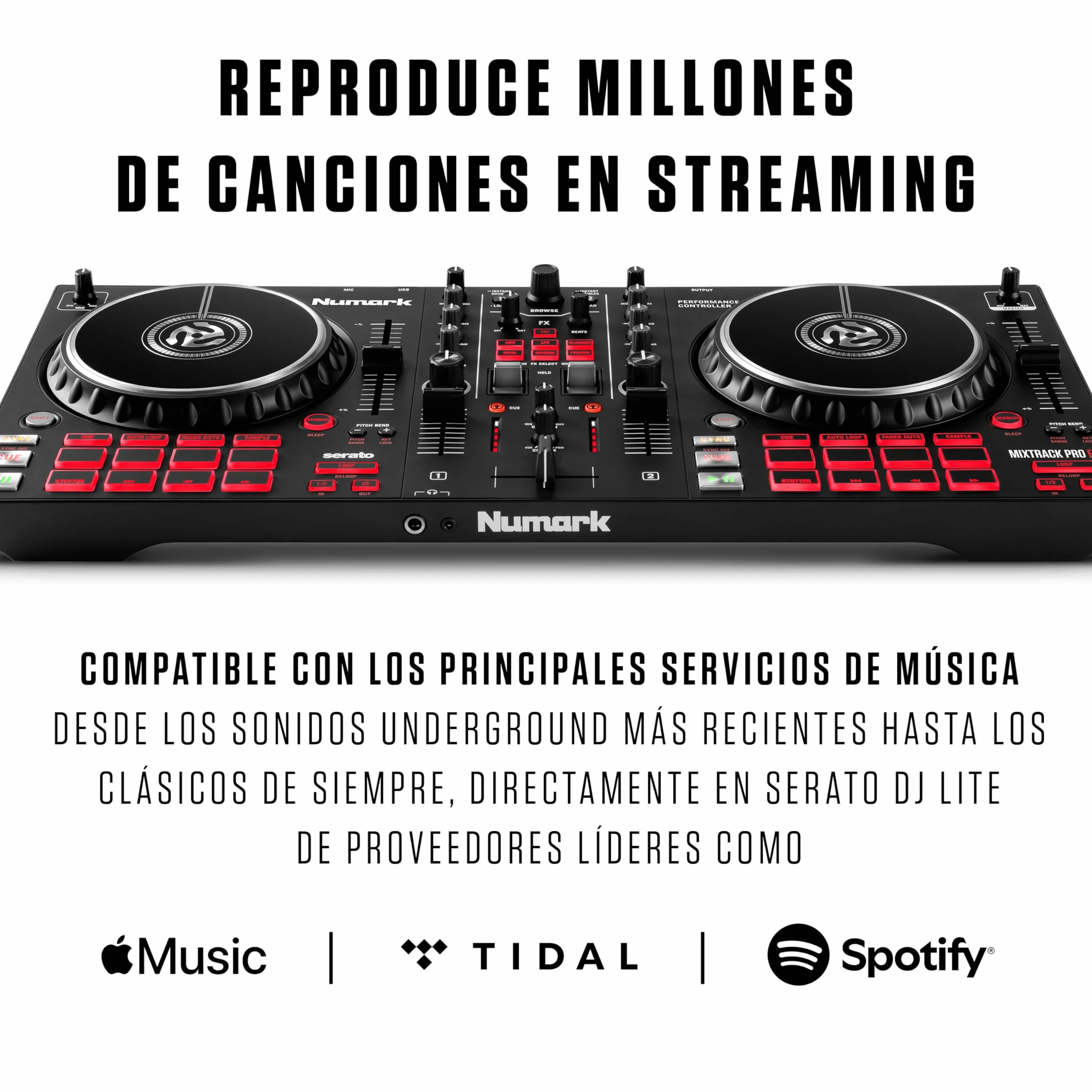 Numark Mixtrack Pro FX Controlador DJ de 2 Secciones para Serato DJ Con Mezclador DJ, Interfaz de Audio Incorporada, Ruedas de Selección Táctiles Capacitivas y Paletas de Efectos