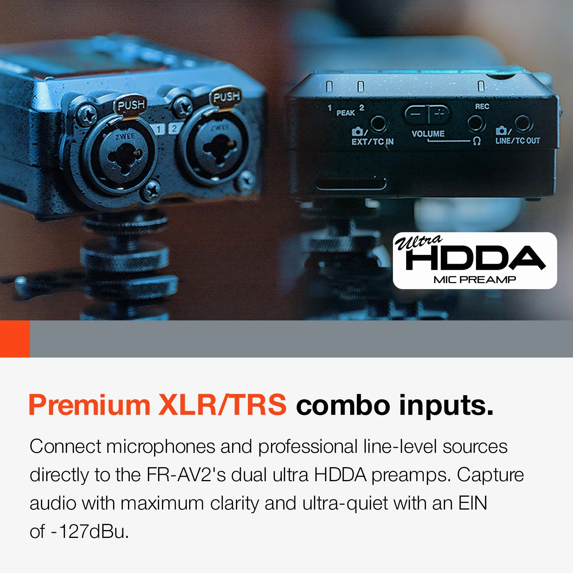 TASCAM FR-AV2 – Grabador de campo compacto de 32 bits Float y generador de código de tiempo con mezclador