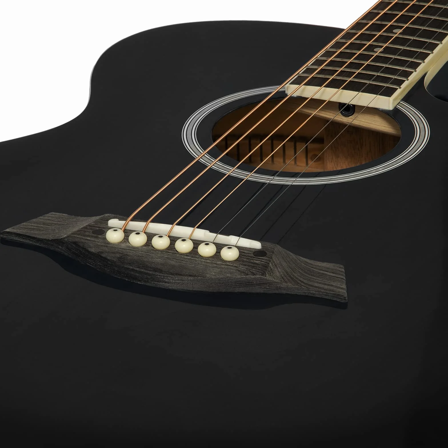 Guitarra acústica 3/4 - Guitarra de cuerpo pequeño para principiantes en negro