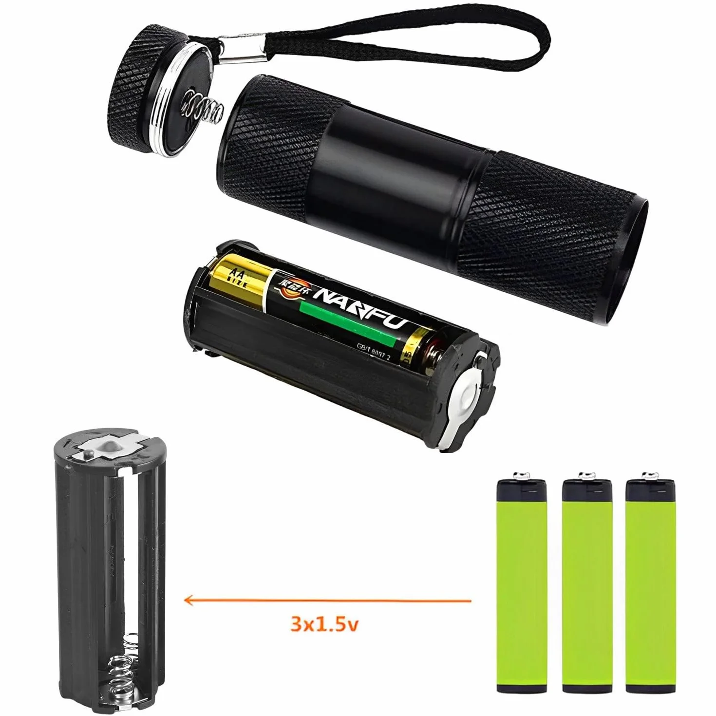 TECHZOCO Portapilas cilíndrico AAA, Soporte de Batería AAA, Caja para Pila AAA, Conexión por Soldadura, Voltaje Total: 4.5V (1.5V por Pila), Apto para 3 Pilas FR03, HR03, LR03, Negro
