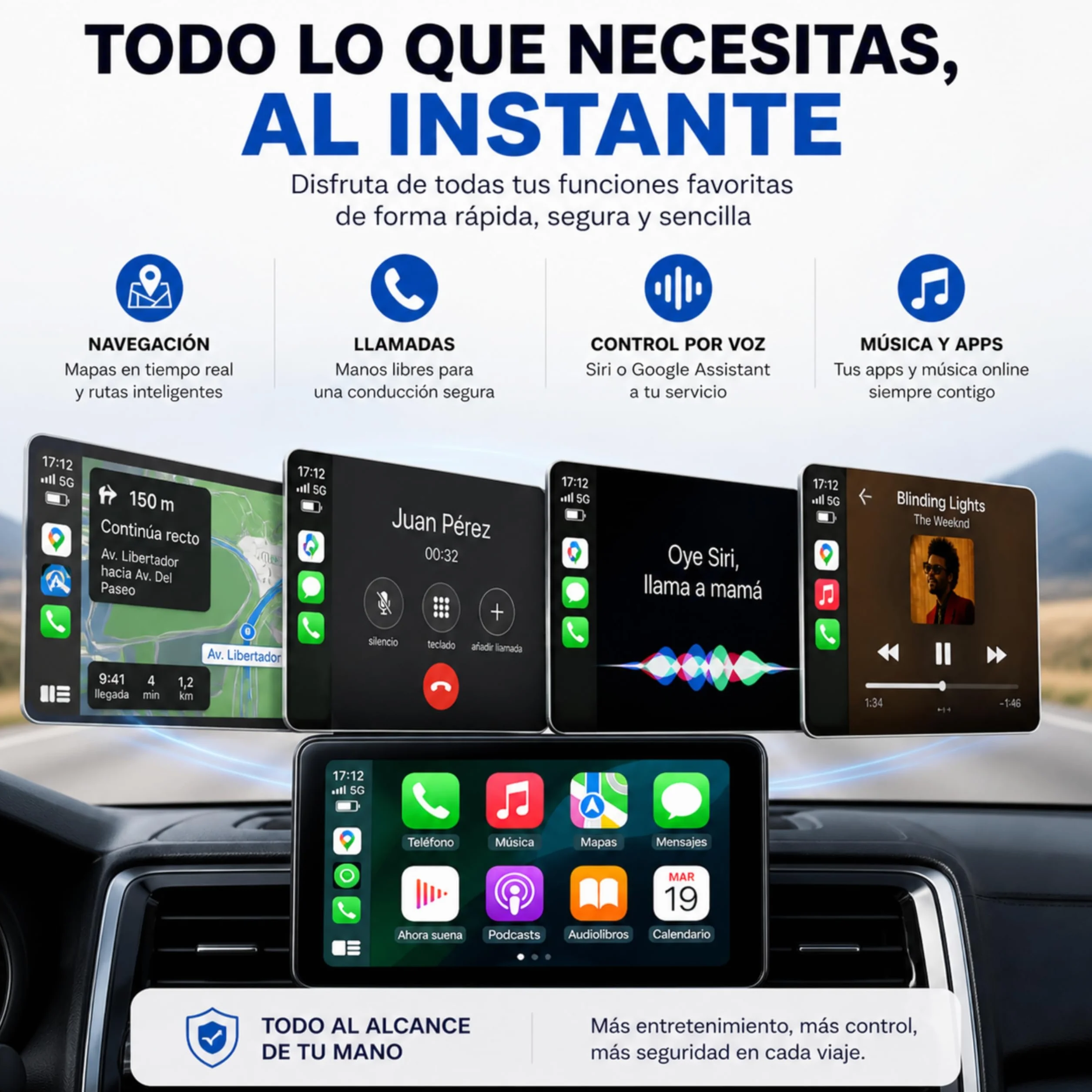 Adaptador CarPlay Inalámbrico 2 en 1. Android Auto inalámbrico USB compacto. Convierte carplay por cable en conexión sin cables rápida y estable Conexión automática en 5s Plug & Play (USB C)