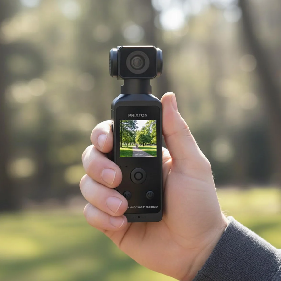 PRIXTON Cámara Vlogging Snap Pocket DC600 5K 50MP WiFi Estabilización EIS Carcasa Sumergible 30m Pantalla Táctil 1.3" Giratoria 270º