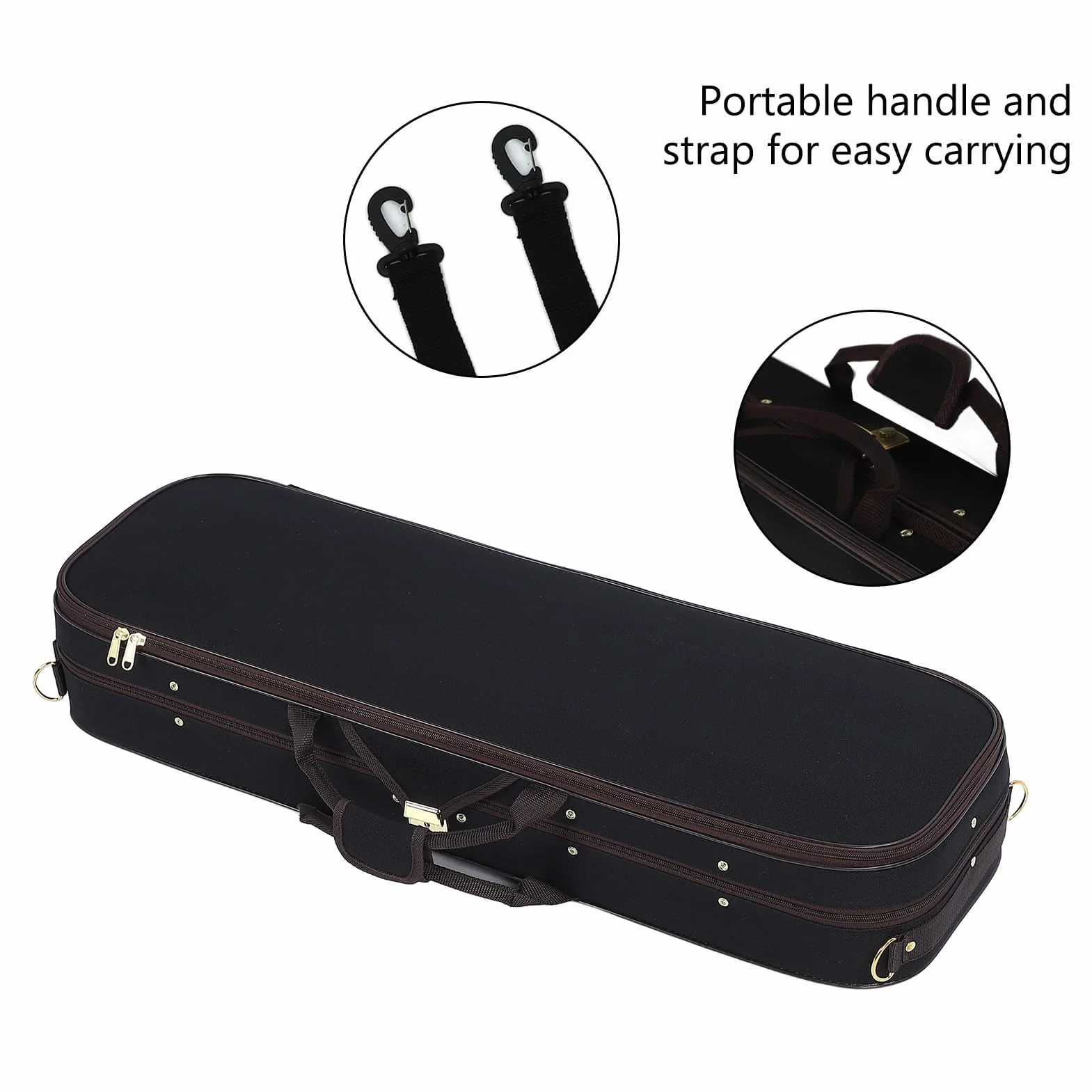 Caja de Violín de Tamaño 4/4 con Higrómetro Estuche de Violín de Carcasa Dura Mochila Estuche de Protección de Instrumentos Musicales de Tela Oxford