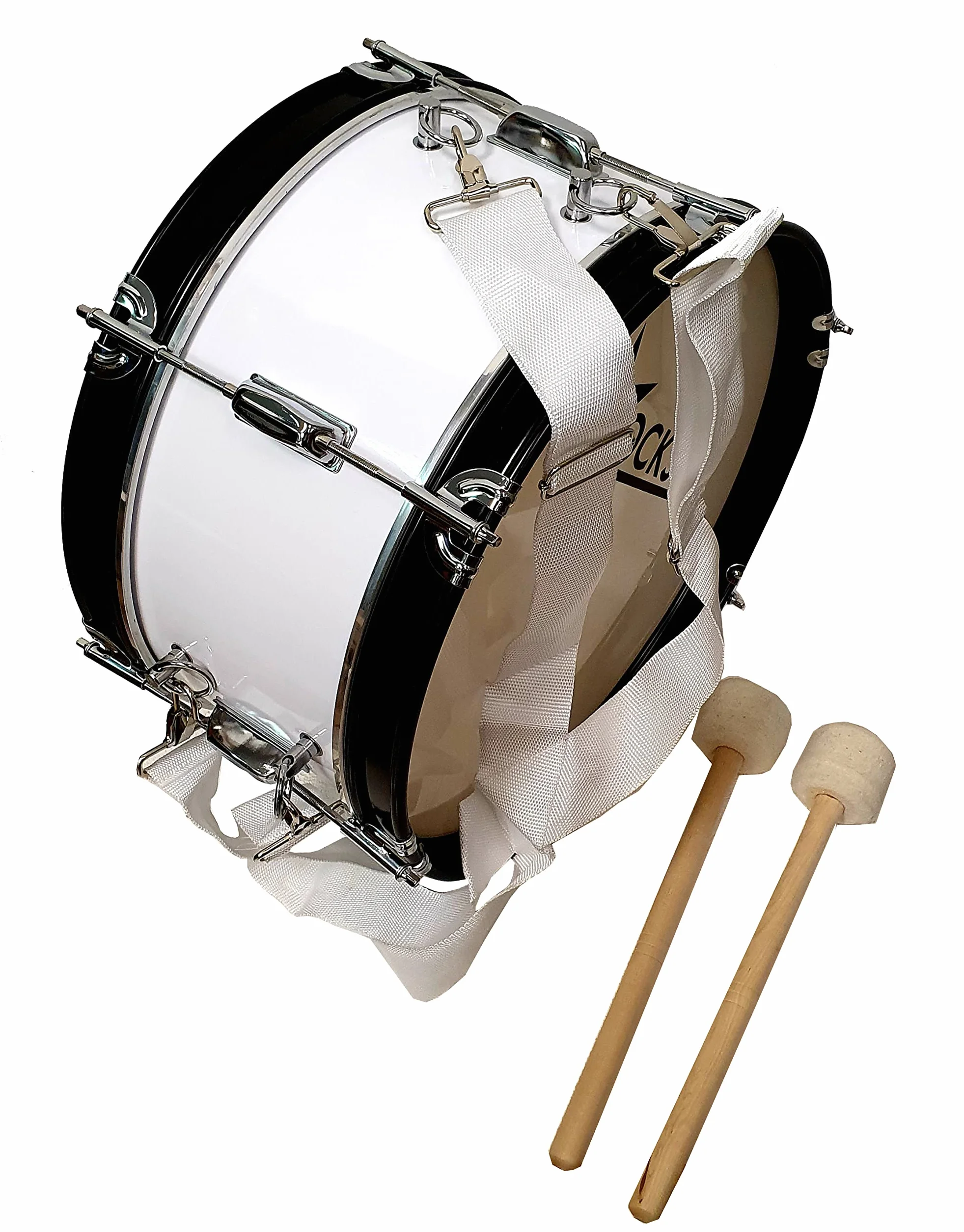 ROCKSTAR - Bombo Charanga Banda y Animación 16"x7" (41cm x 18cm) Maza y Correa Cruzada. Sonido Potente y Duradero