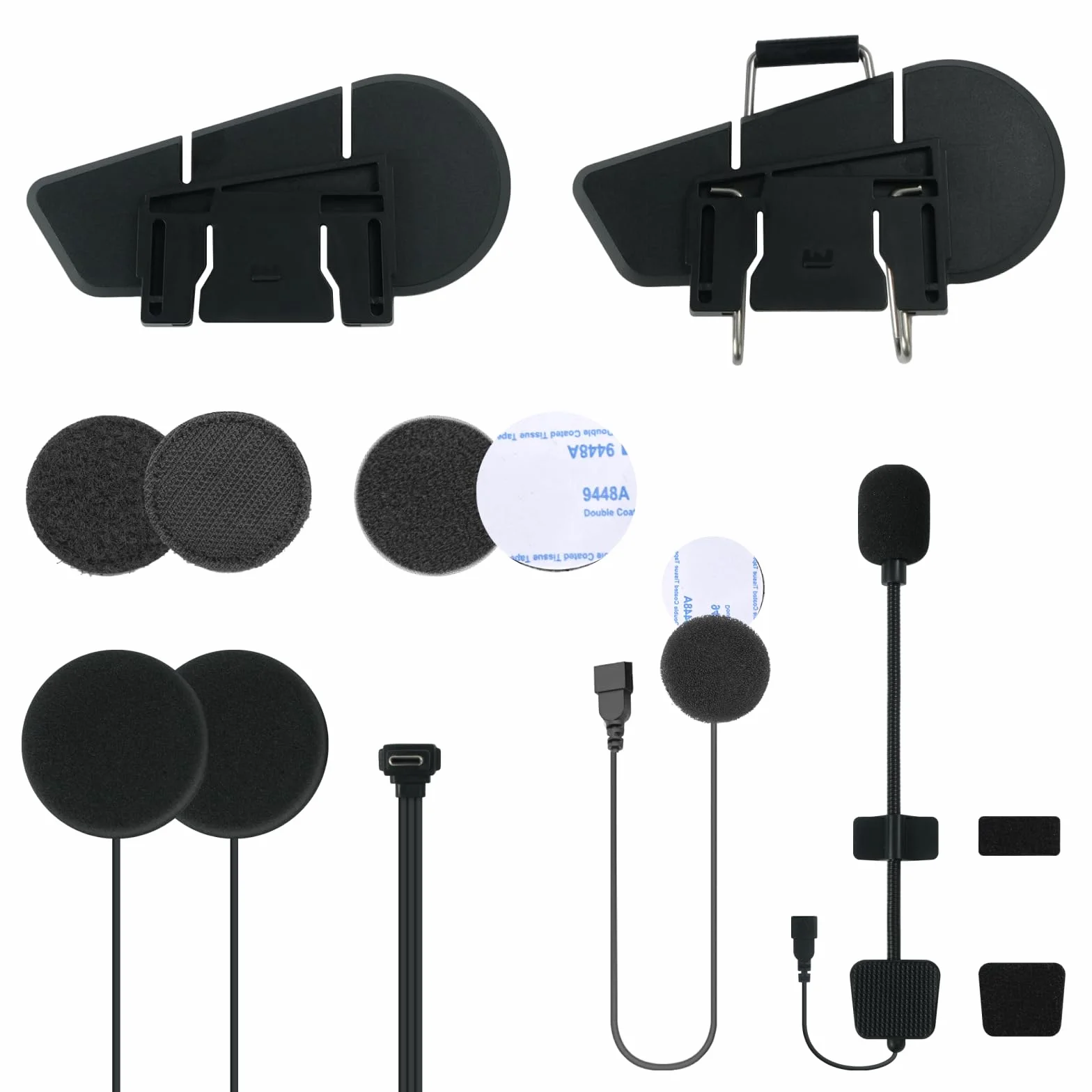 Kit de montaje soporte de clip micrófonos altavoces compatible auriculares Bluetooth motocicleta D10