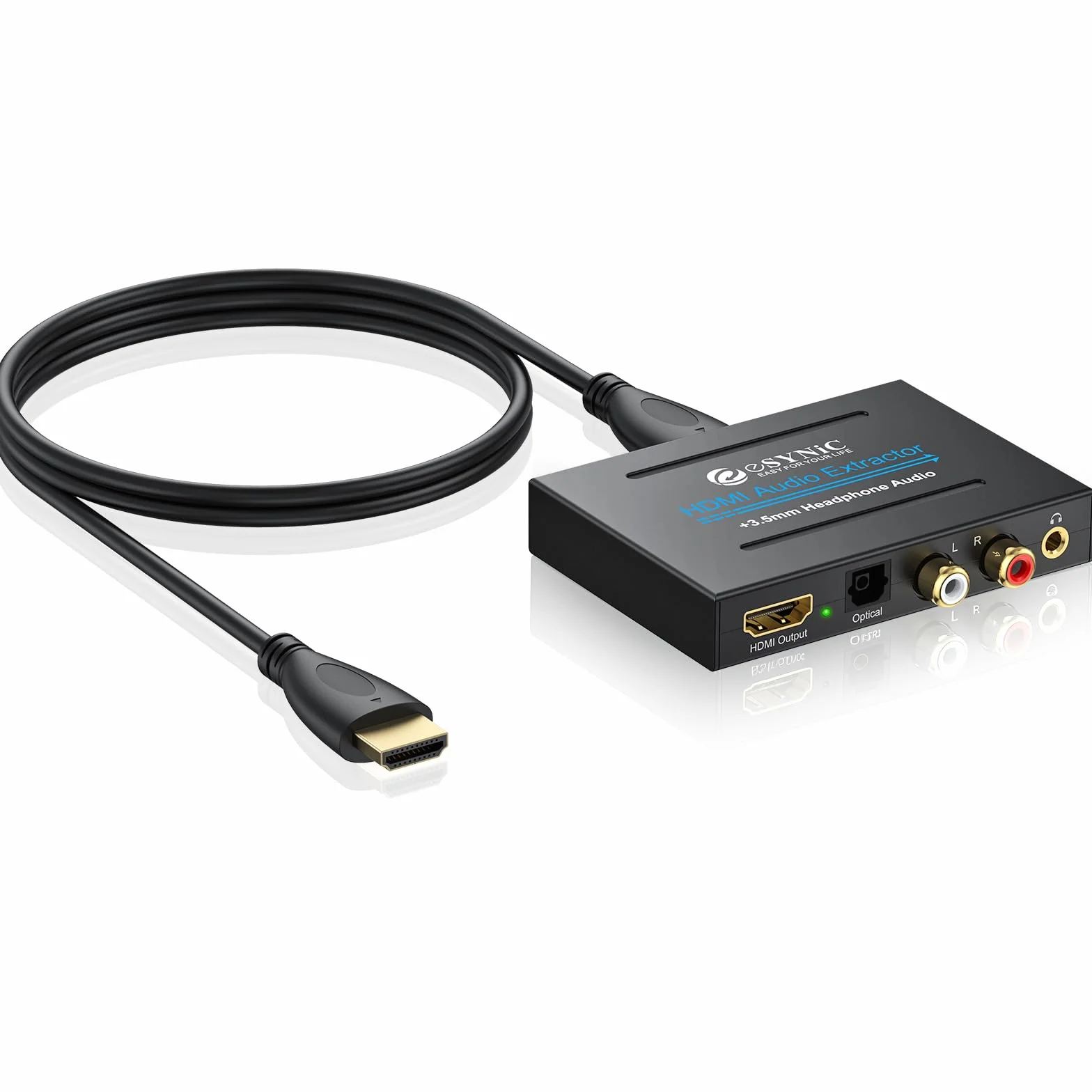 ESYNiC Convertidor HDMI a HDMI Audio SPDIF Óptico RCA Toslink Adaptador Splitter de Video HDMI - DAC HD Digital a Audio Estéreo Estractor para Apple TV Blu-Ray DVD Player Xbox One SKY HD box PS3 PS4