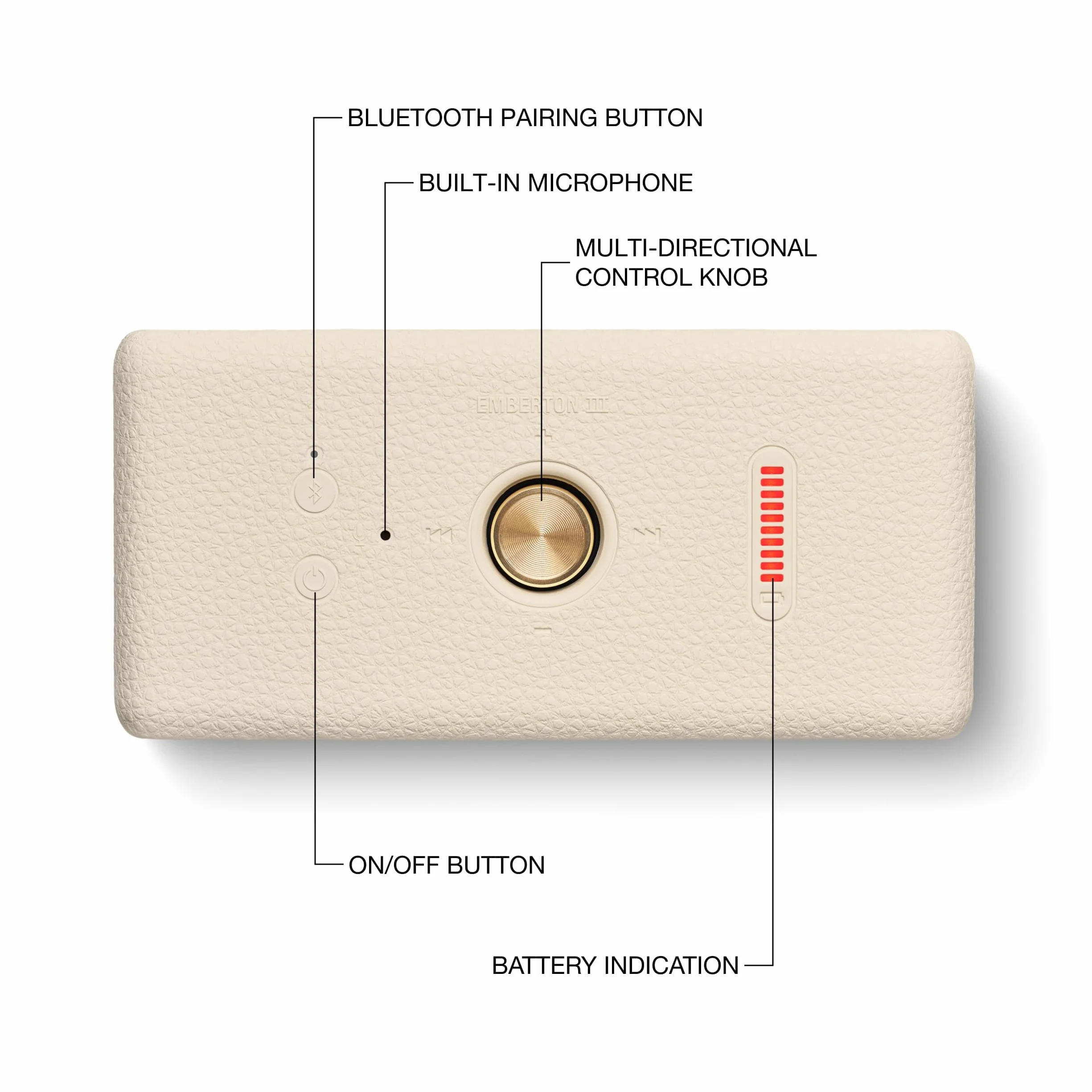 Marshall Emberton III Altavoz Bluetooth portátil IP67 resistente al polvo y agua, 32h reproducción - Crema