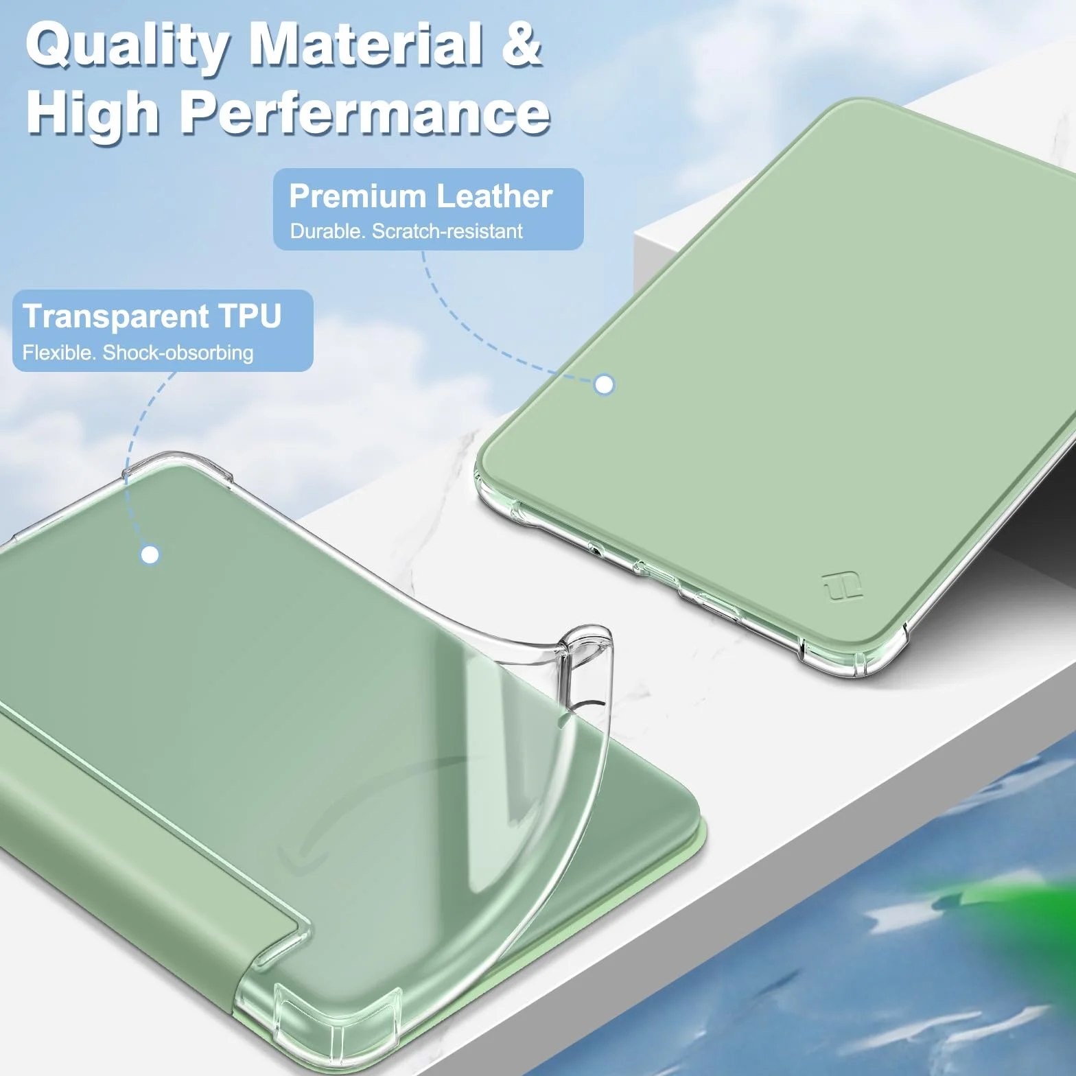 Fintie Funda Transparente Suave TPU para Kindle 6" 11ª Gen 2024/2022, Apagado/Encendido Automático, Verde Agave