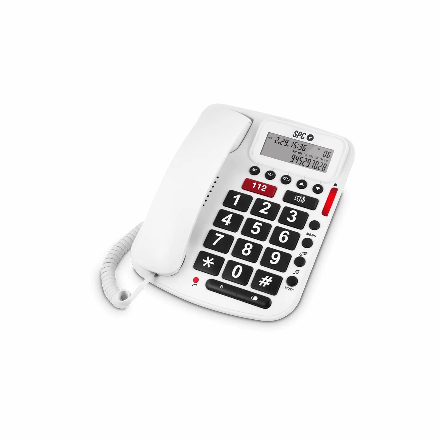 SPC Comfot Volume – Teléfono Fijo sobremesa con Teclas Grandes, Volumen Extra Alto, Manos Libres, Botón SOS y 2 Memorias Directas
