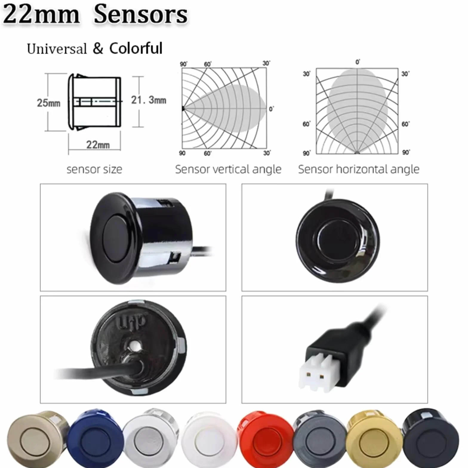 Sensor Ayuda Aparcamiento Kit De Sensor Estacionamiento para Automóvil con Zumbador, Sonda Indicadora Alerta Sonora con Radar De Respaldo, 4 Sensores De 22 Mm Y 12 V Radar Parking Sensor(Plata)