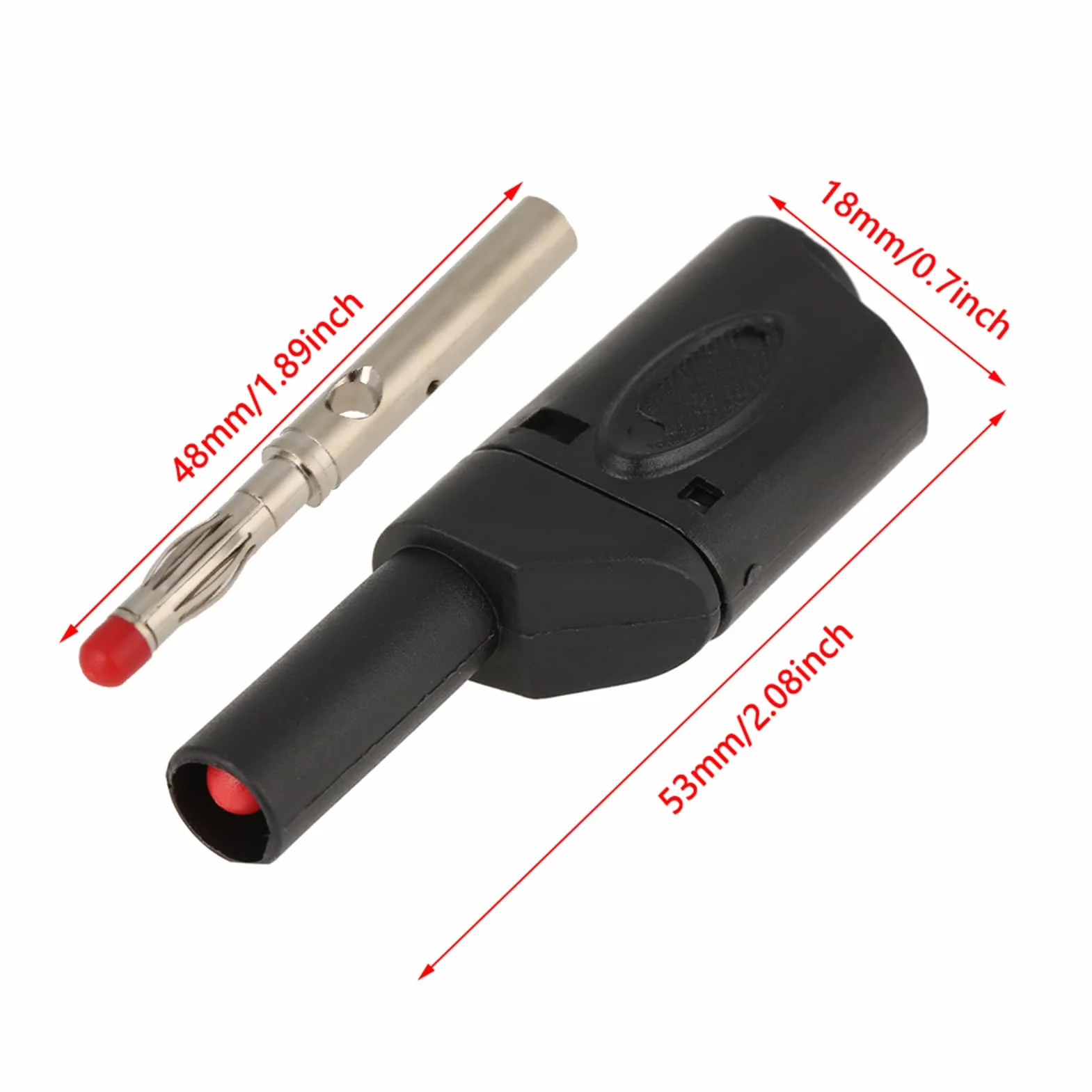 Conectores Banana 4mm Apilables Aislados Seguridad - 10 Unidades (Rojo y Negro) - YWBL-WH