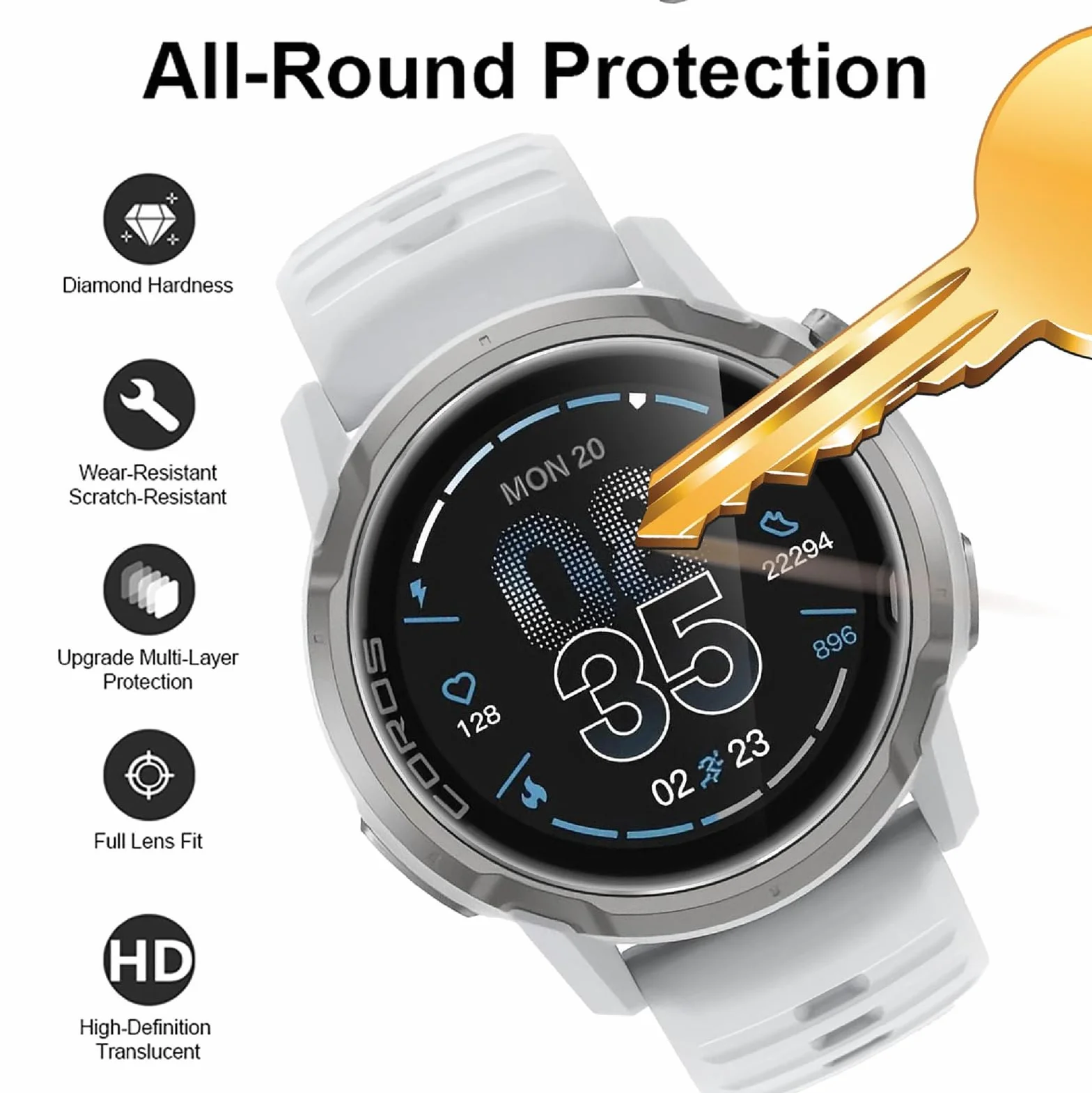 Protector de Pantalla COROS Apex 4 46mm, 4 Unidades HD Vidrio Templado Cobertura Completa Capa Oleófoba Transparente