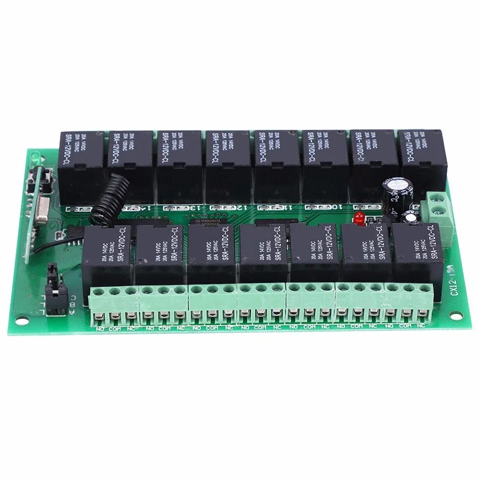 Transmisor de Interruptor de Control Remoto inalámbrico DC 12V Relé de 15 Canales con Placa receptora Autobloqueo/Enclavamiento/Jog