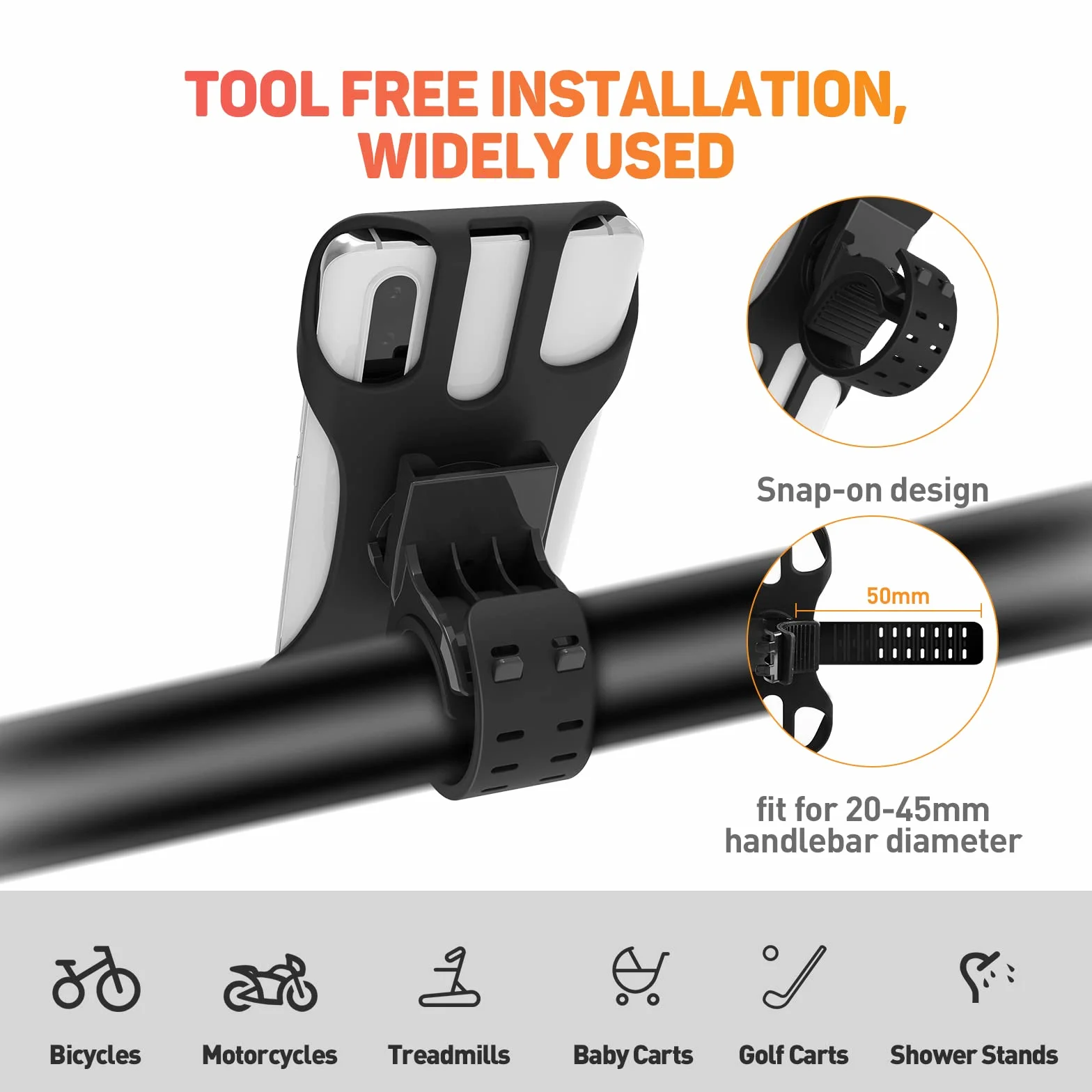 Soporte para teléfono de Moto (rotación de 360°, Universal, para teléfono o Bicicleta, para Patinete eléctrico, Ciclismo, Scooter, Moto, Deporte, 4,5 – 7 Pulgadas, Smartphones