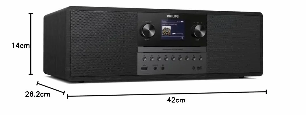 Philips TAM6805 Sistema de música Micro 50W con Radio por Internet, Bluetooth, Spotify Connect, USB, CD, Dab+, FM, Altavoces Bass Reflex – Sistema Compacto para el hogar o la Oficina