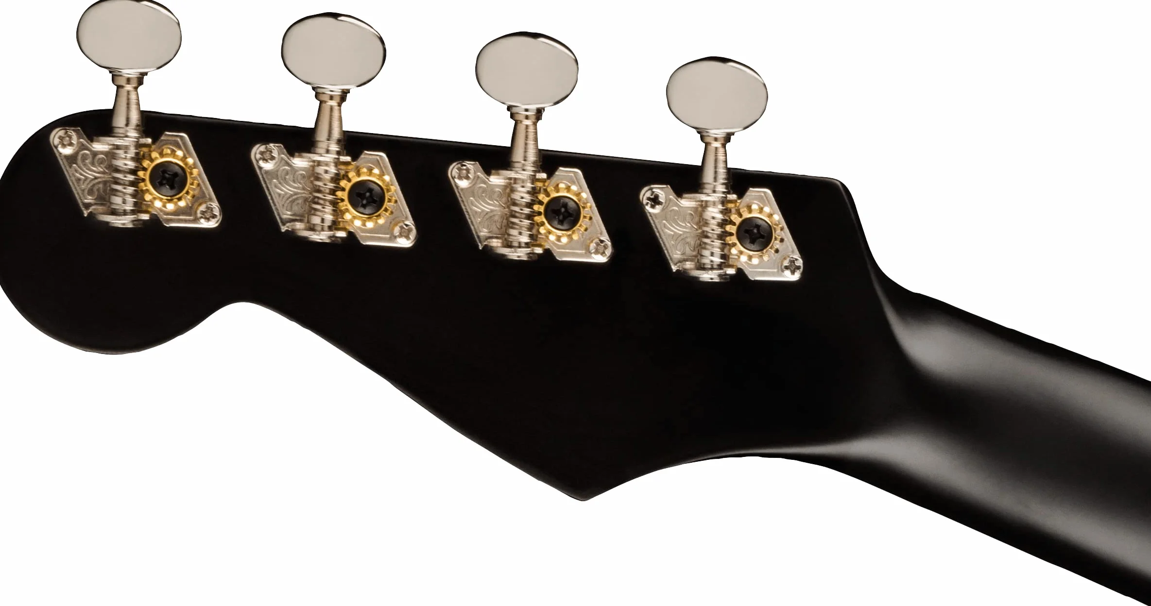 Fender Ukelele Tenor Avalon para Adultos y Niños, Construcción de Madera de Tilo, Diapasón de Nogal, Clavijero Clásico de Fender Stratocaster, en Negro