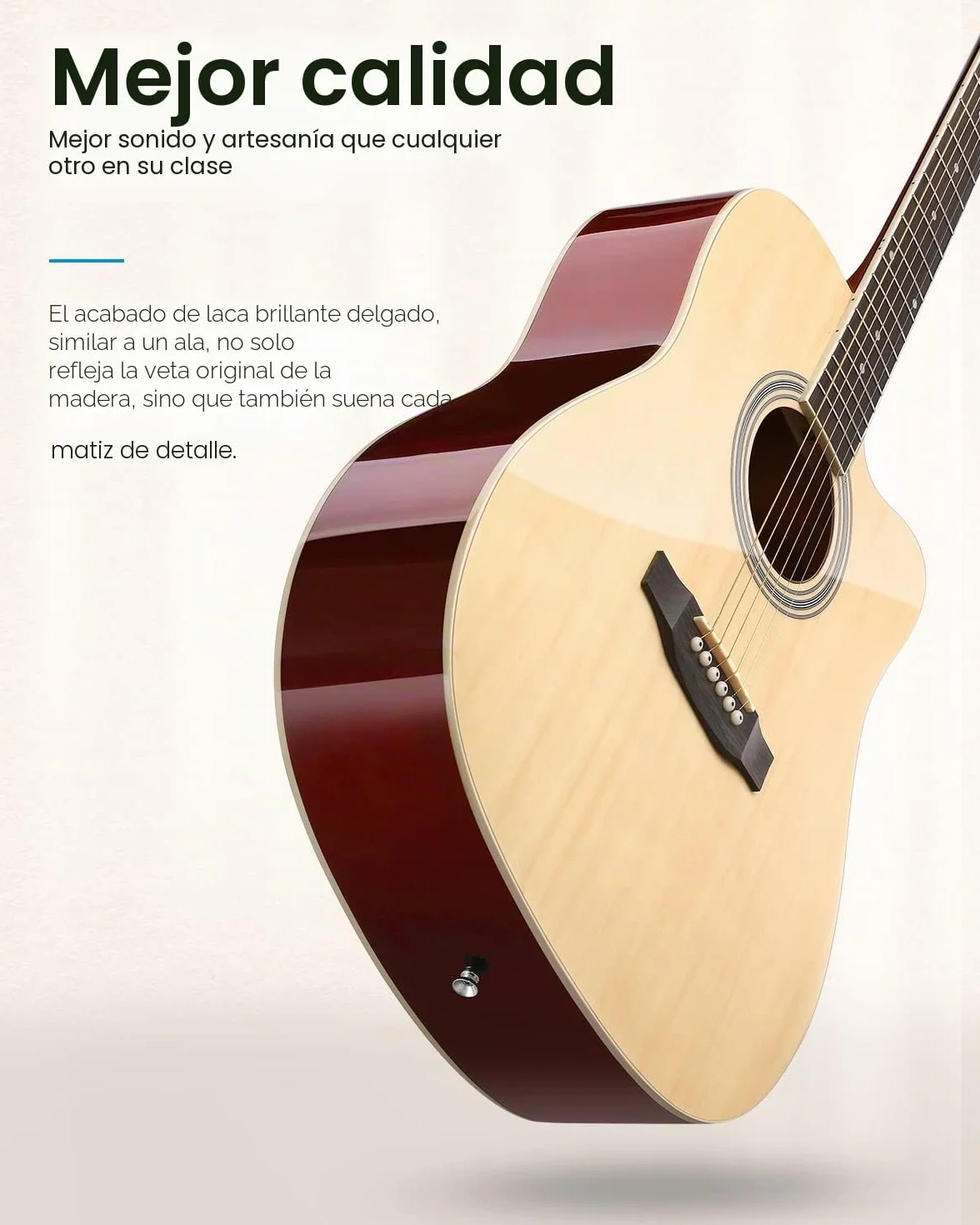 Moukey Acoustic Guitar Full Size Kits for Beginners Adults 4/4 41" Guitar Bundles with Chord Poster, Gig Bag, Tuner, Steel Strings, Strap, Natural