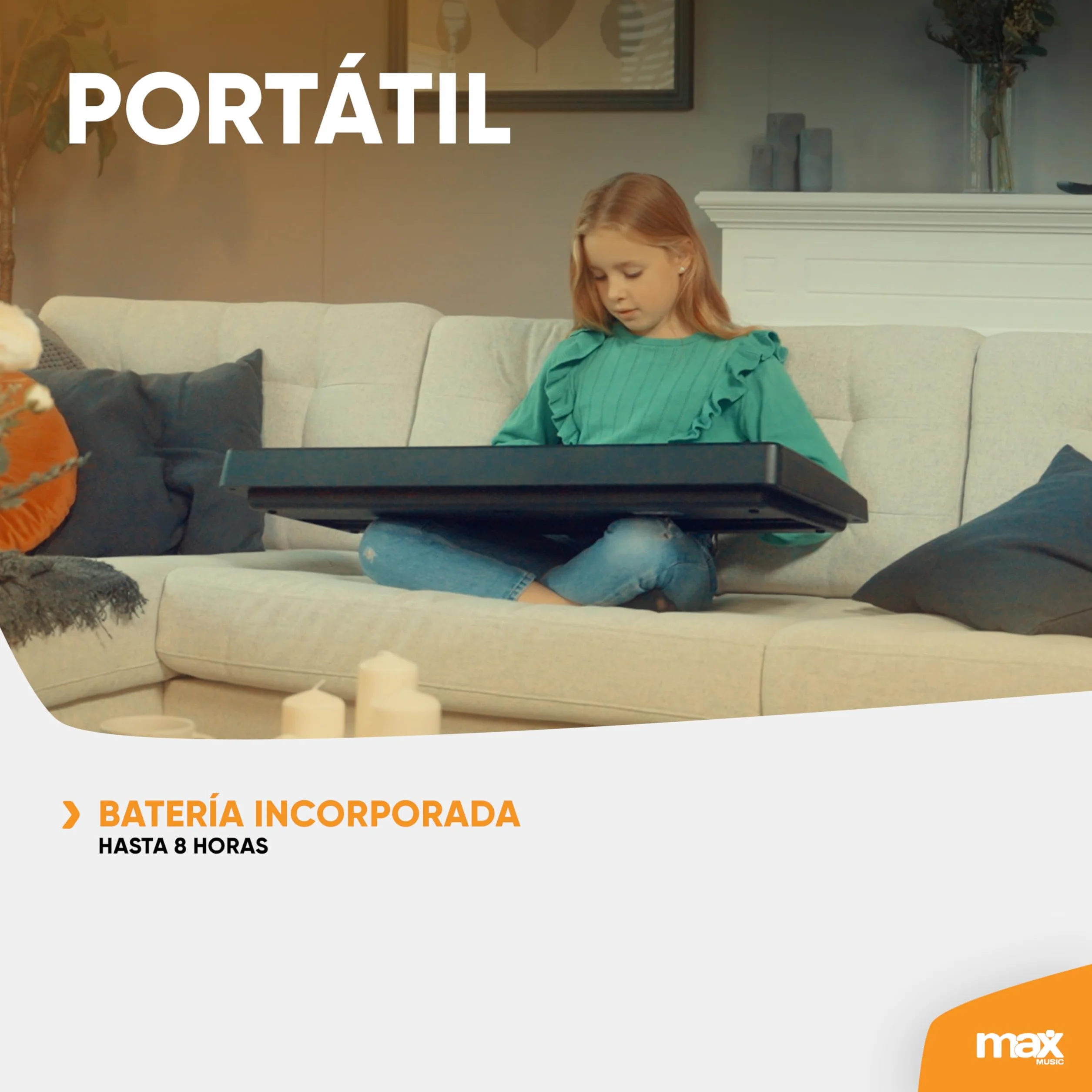 MAX KB15 - Teclado piano con 61 teclas, con micrófono, soporte para teclado y auriculares, autonomía de 8 h, pantalla LCD, 70 canciones, ideal para principiantes, 26 sonidos, 8 percusiones, USB-C