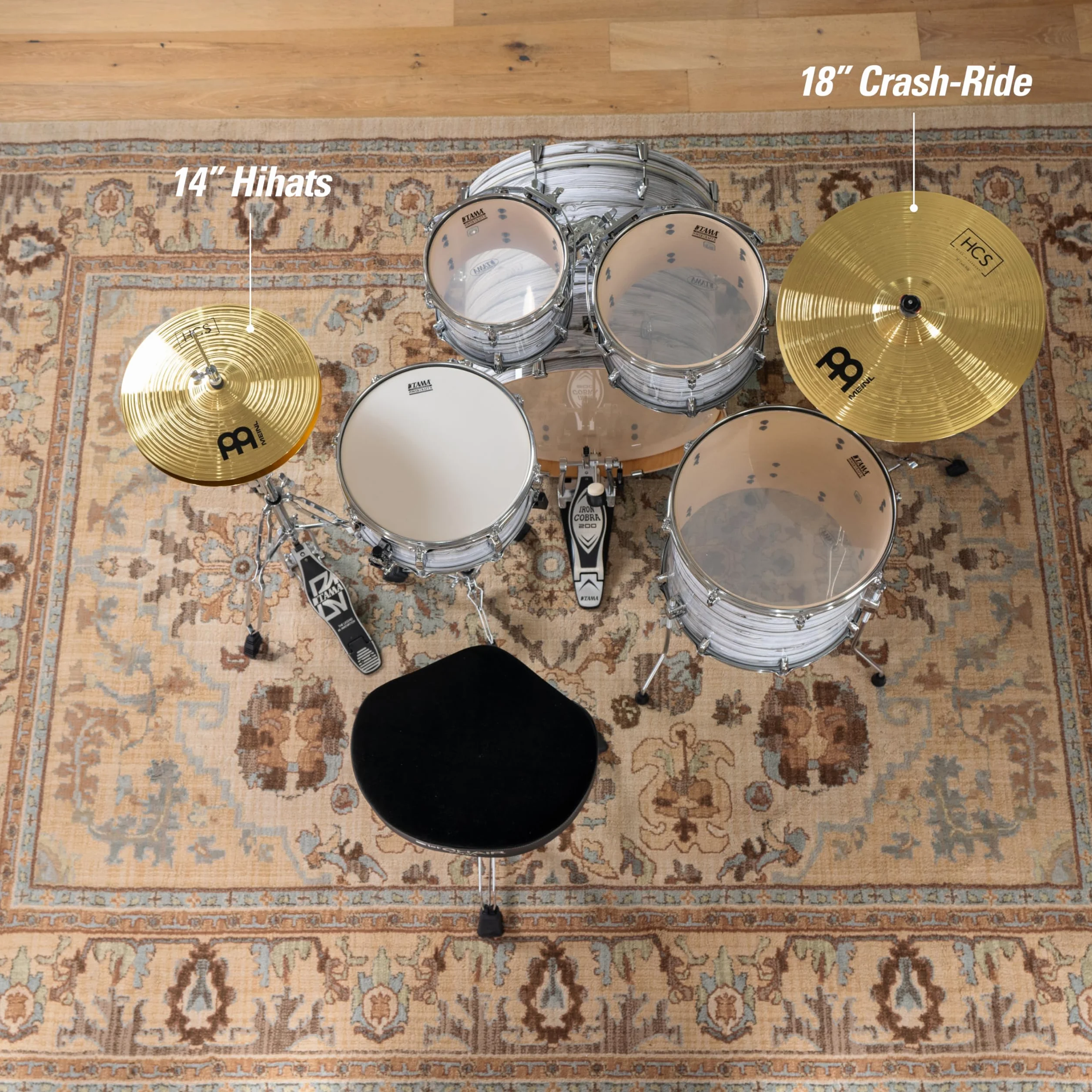 Meinl Cymbals HCS Basic Cymbal Set Pack – Juego de Platillos de Batería con Plato 14 pulgadas Hihats y 18 Crash-Ride – Latón, Acabado Tradicional (HCS1418)