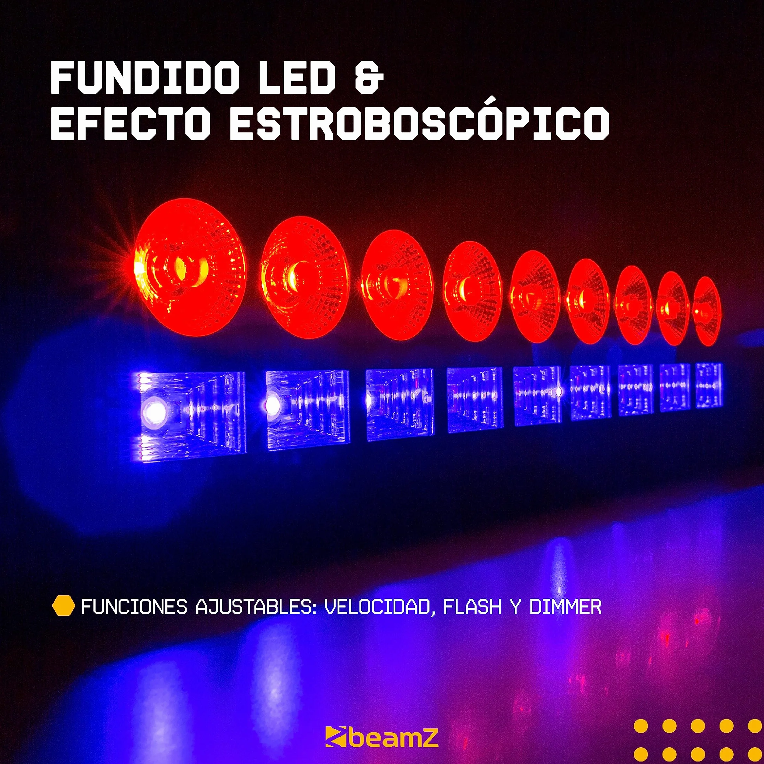Beamz LCB99 Barra de Luces LED RGBW & UV 18 Leds - Modos DMX 8 Canales, autónomo y Maestro/Esclavo, Efecto estroboscópico, Pantalla LED, Kit de Montaje, Ideal para espectáculo de Luces Nocturno