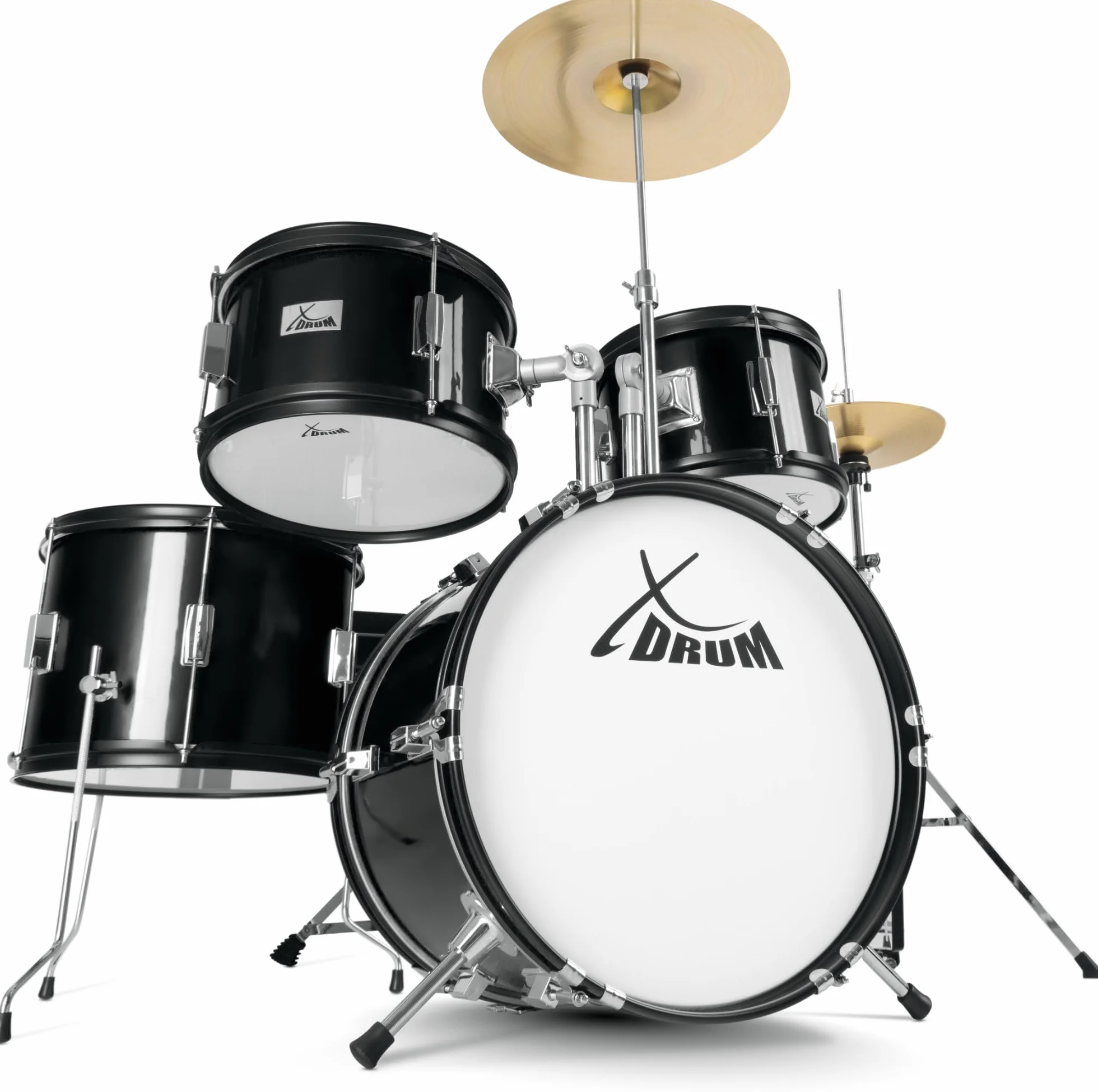 XDrum Junior Pro Batería Infantil Black - adecuada de 5 a 9 años - Set de batería con accesorios completos - incl. escuela - Negro