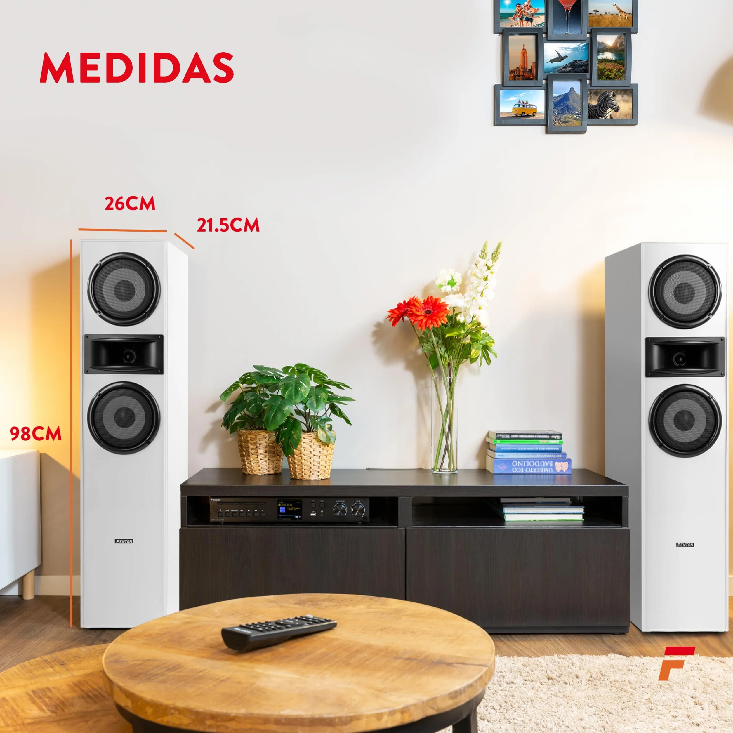 Fenton SHF700W Altavoz HiFi Columna 400 Wmax 2 x 6,5" 3 vías Blanco
