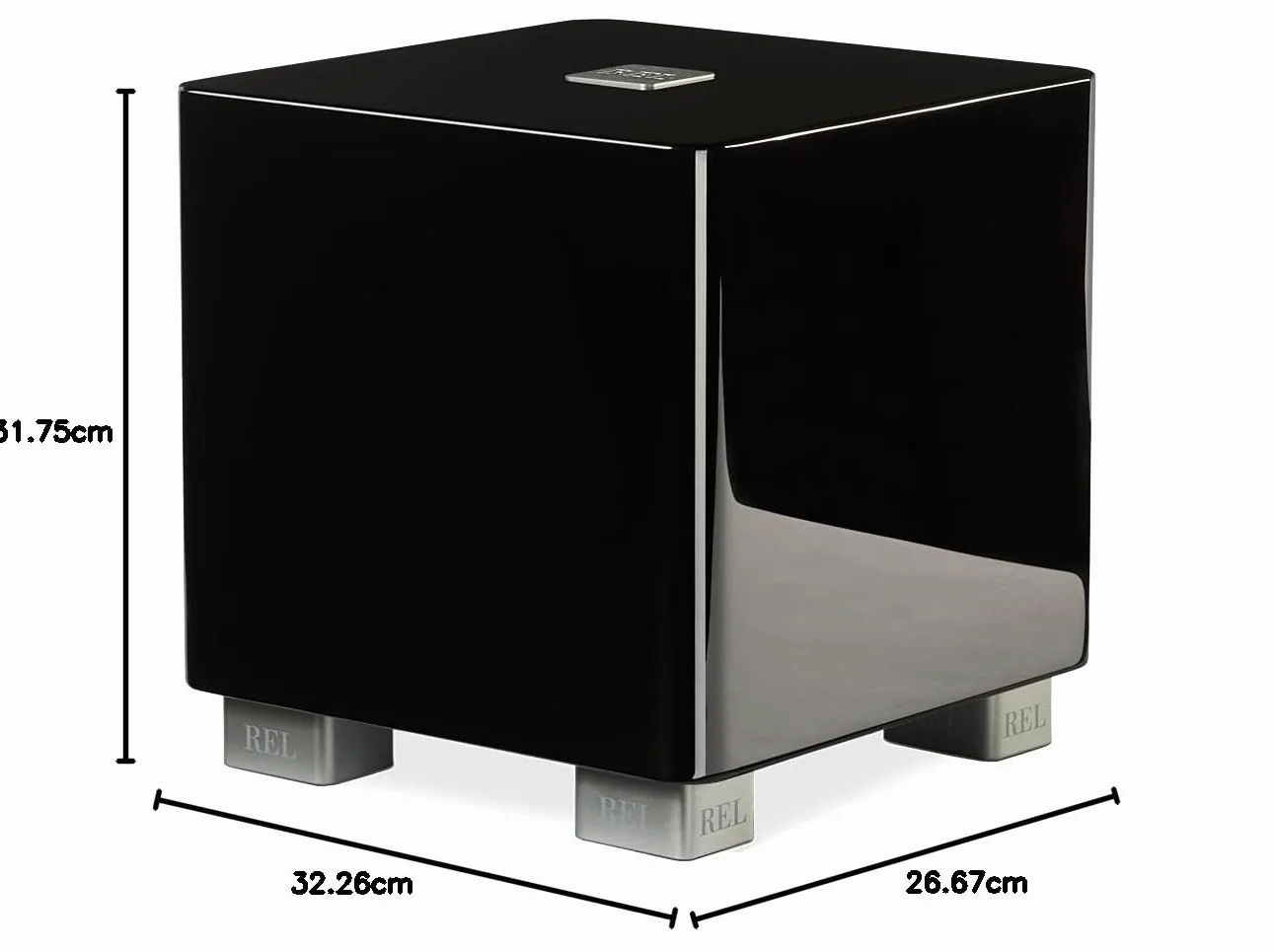 REL Acoustics T/5x Subwoofer, controlador de 20,3 cm de disparo hacia abajo, puerto inalámbrico Arrow, negro brillante de alto brillo