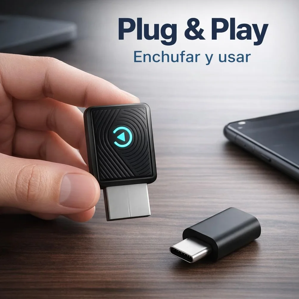 Adaptador CarPlay Inalámbrico y Android Auto 2 en 1 - WiFi 6 5GHz Mini USB Convierte Cable a Inalámbrico - Plug & Play Conexión Rápida 9s para iPhone iOS 10+ Android 11+ Coches 2016+