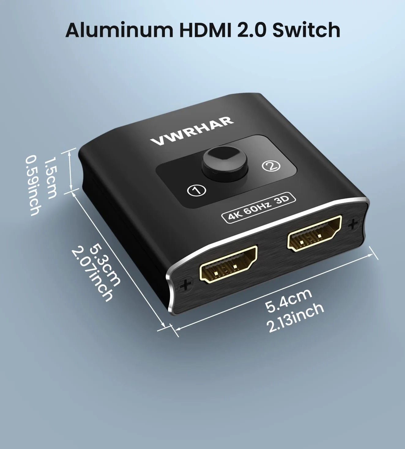 Conmutador HDMI 4K@60Hz Bidireccional, Aluminio, 2 Entradas 1 Salida, 4K 3D 1080P HDCP 2.2 para TV PS3/4/5 Xbox