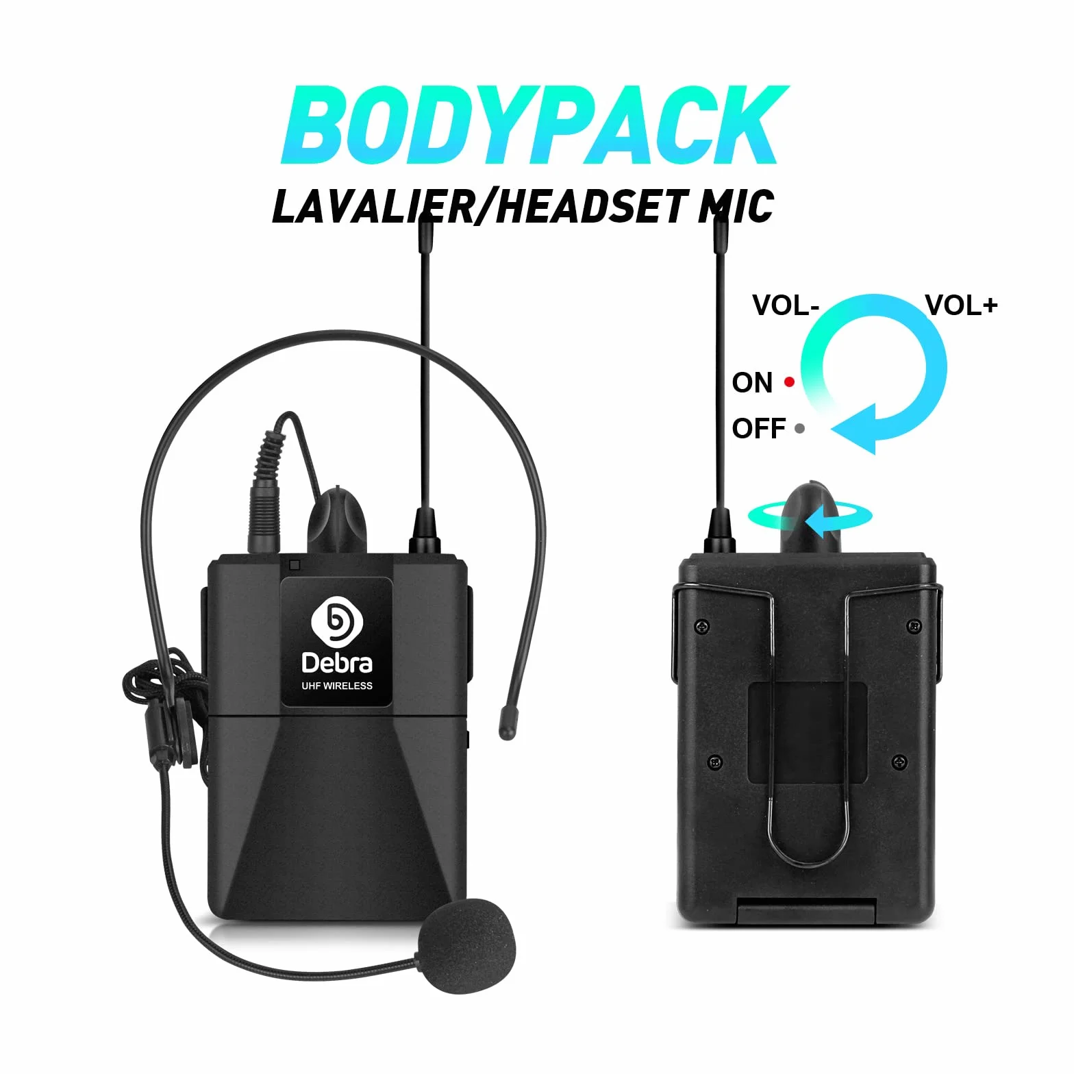 D Debra Sistema Micrófonos Inalámbricos UHF, 8 Canales, 8 Bodypack, Receptor Metal, para Karaoke e Iglesias