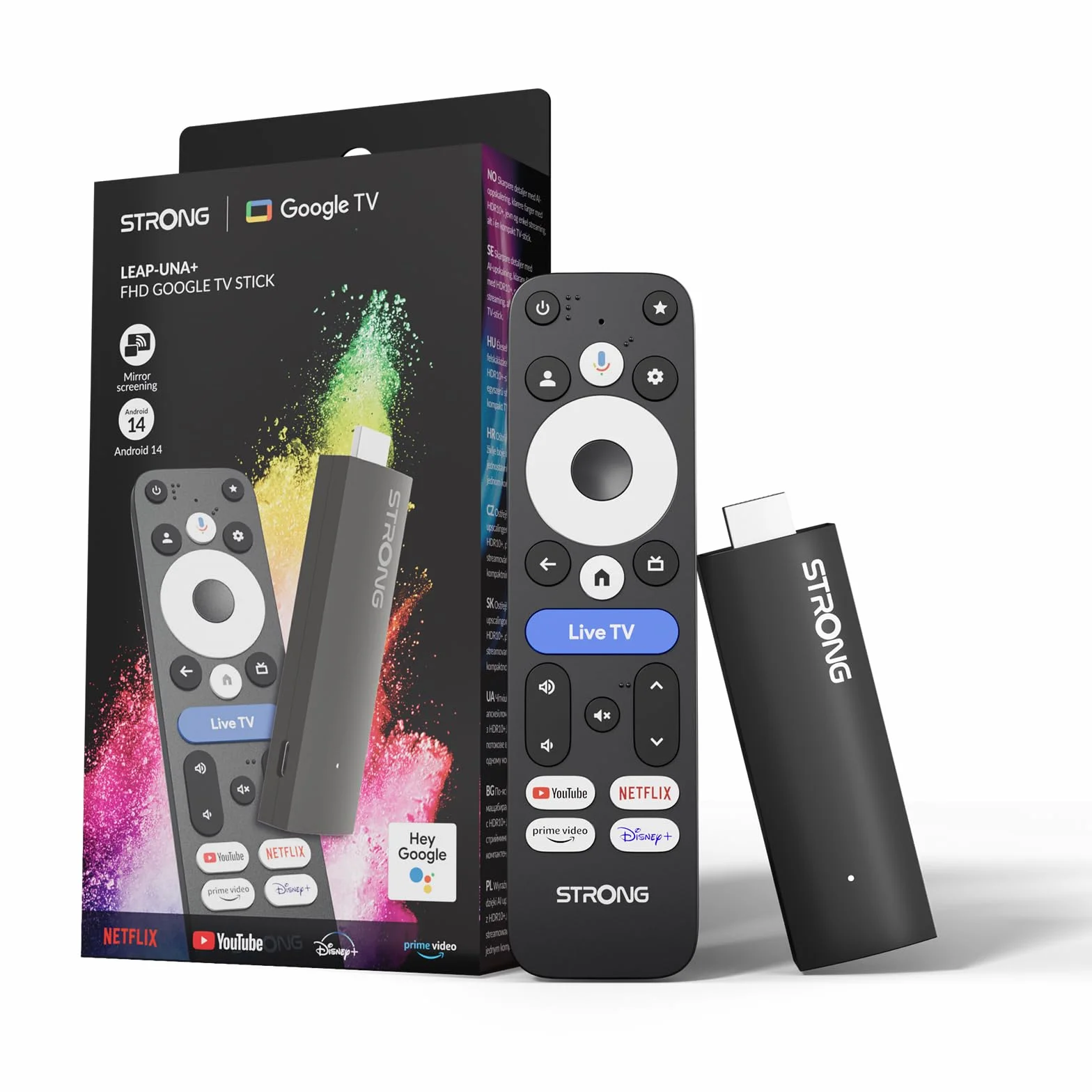 STRONG Leap-UNA Stick De Streaming Android TV, Wi-Fi, Chromecast Integrado, TV Box Android 11, Asistente De Google, HDR10+, Google Play, Netflix, Youtube