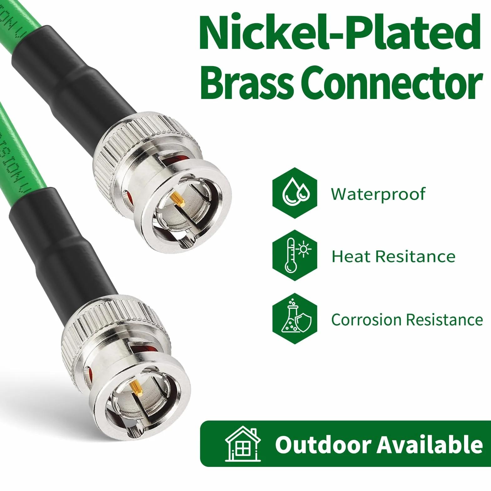 Superbat Cable SDI BNC 3G/6G/12G 60cm, Belden 1694A Verde 75ohm Macho a Macho, Cable Corto Latiguillo para Cámara de Transmisión Videocámara Convertidor SDI Soporta 4K/8K/12G-SDI (Dual Link) 2Piezas
