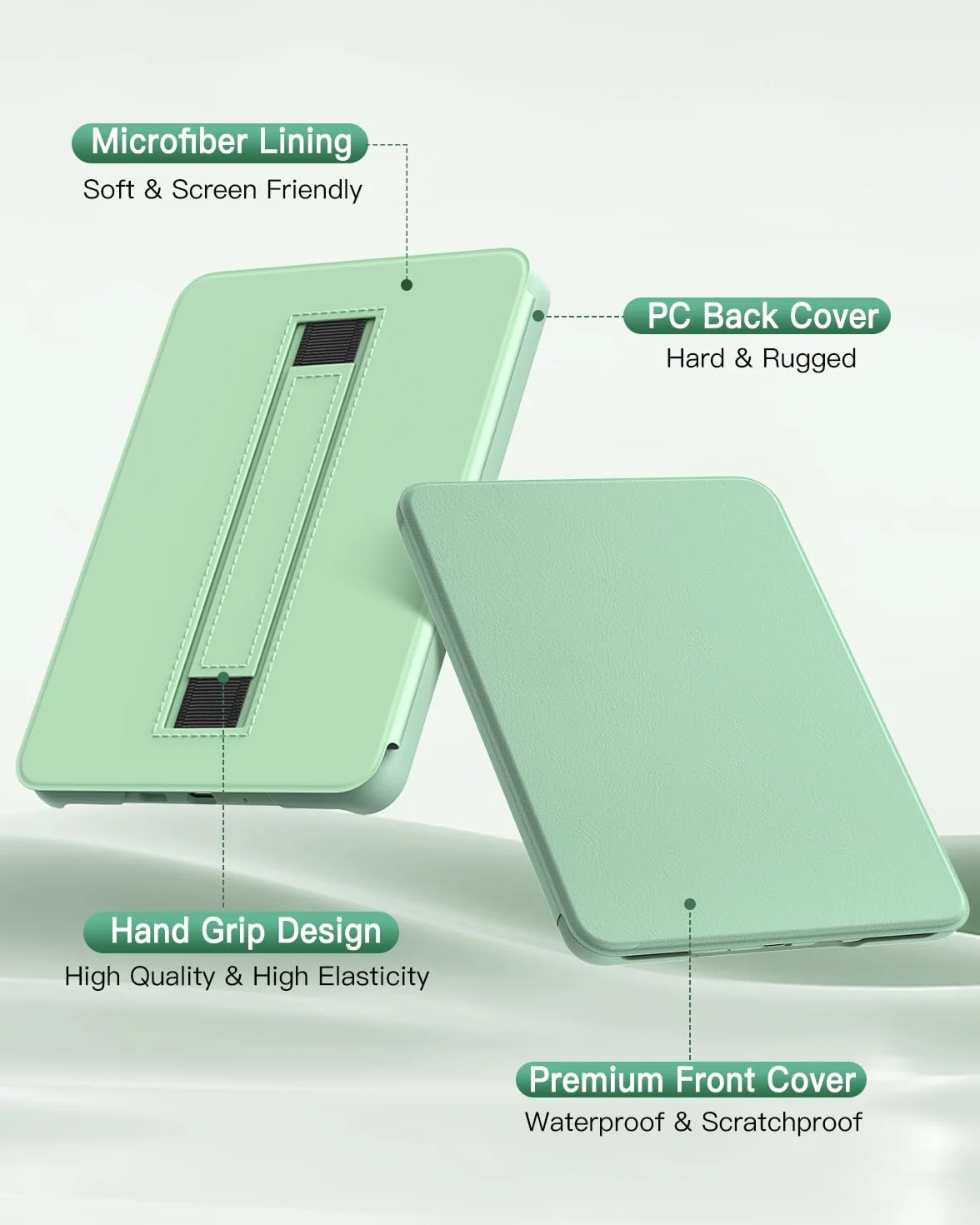 MoKo Funda para Kindle 11ª Generación 2024/2022 6", Agave Verde, con Correa de Mano