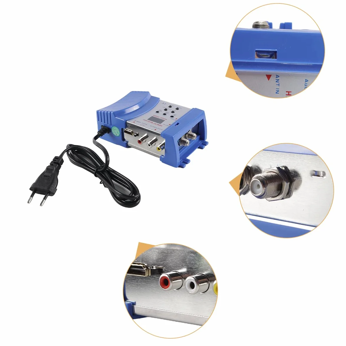 Modulador HD AV a RF HDM6 PLL controlado por MCU con HDMI 1.3 Soporte HDCP 1.3 Rango de frecuencia de 45-870 MHz Entrada de múltiples resoluciones