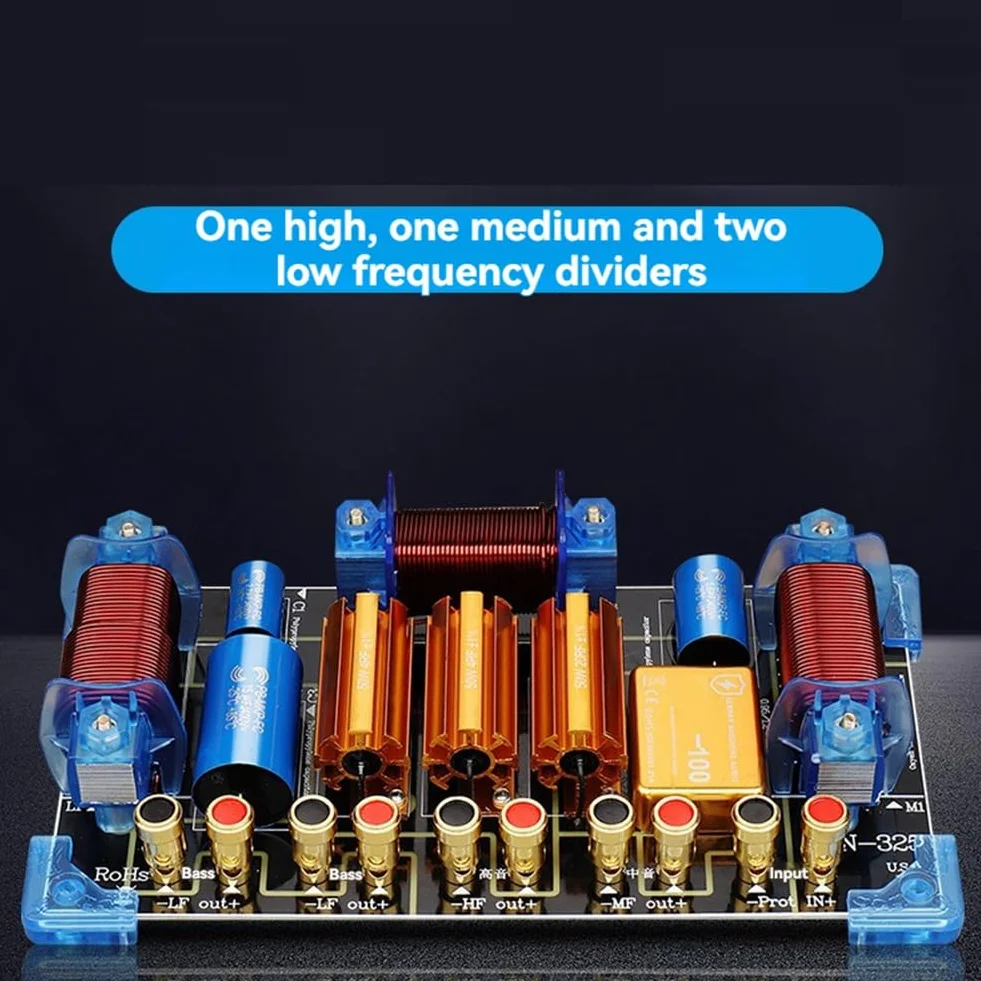 Divisor de Frecuencia de Alta Potencia (1, 1 Medio, 2 Graves), Crossover de 3 VíAs, 2300 W de Alta Potencia para Altavoces de 15 y 18 Pulgadas.