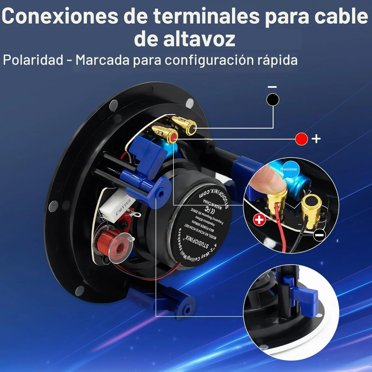 STUDIOFINIX Altavoces pasivos HCS418 de 160 vatios de 2 vías para montaje empotrado en techo en pared, ideal para baño, cocina, sala de estar, oficina (2 altavoces)