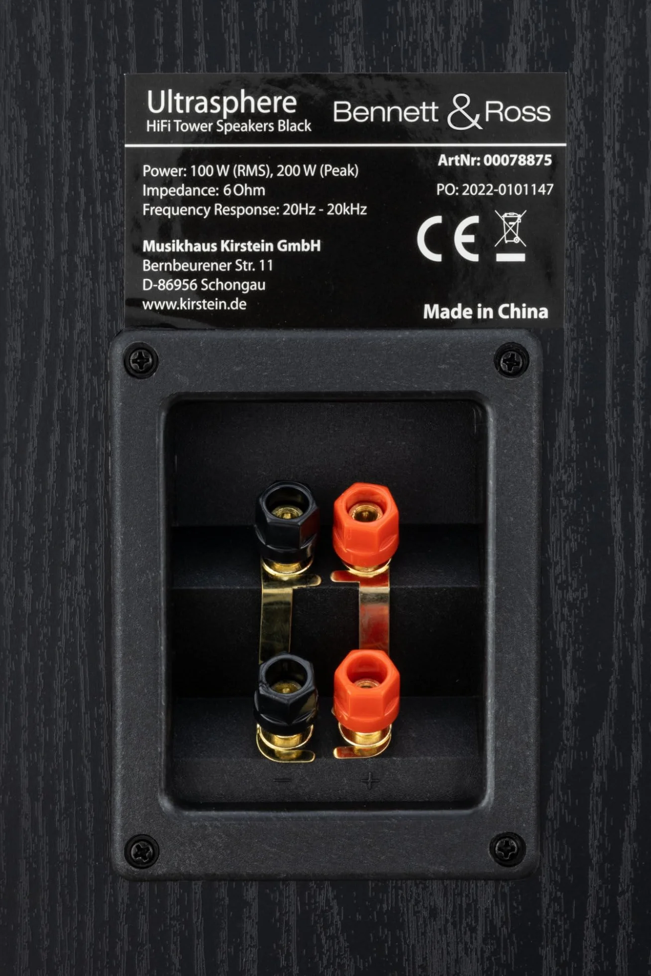 Bennett & Ross Ultrasphere Pareja De Altavoces HiFi De Pie De 3 Vías - 200W RMS - 2 x 6,5" Woofer - 6,5" Altavoz Medio - 1" Tweeter - Construcción Bassreflex - Acabado con Veta De Madera - Negro
