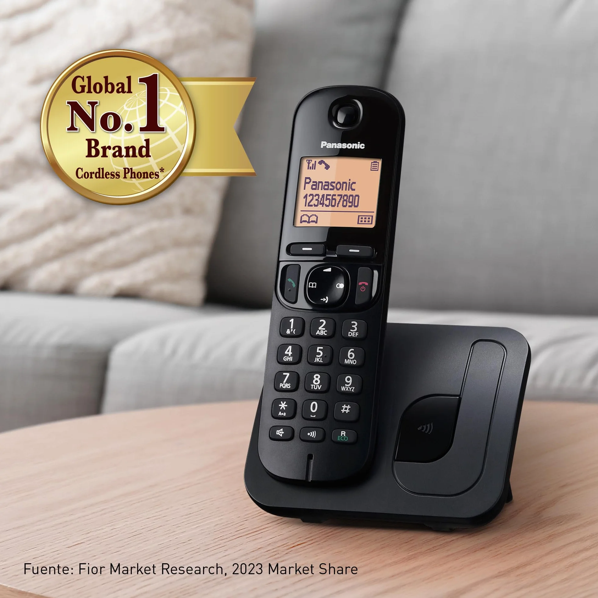 Panasonic KX-TGC210 Teléfono fijo inalámbrico LCD Identificador de llamadas Agenda 50 números Negro