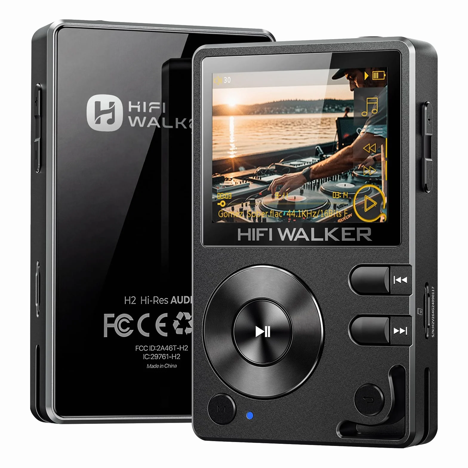 HIFI WALKER H2 Reproductor MP3 Hi-Res con Bluetooth 5.2, Reproductor de Música Lossless con DAC ES9018K2M, DSD128 Nativo 32bit/384kHz, Cuerpo de Aleación de Zinc, Tarjeta SD 64GB Incluida