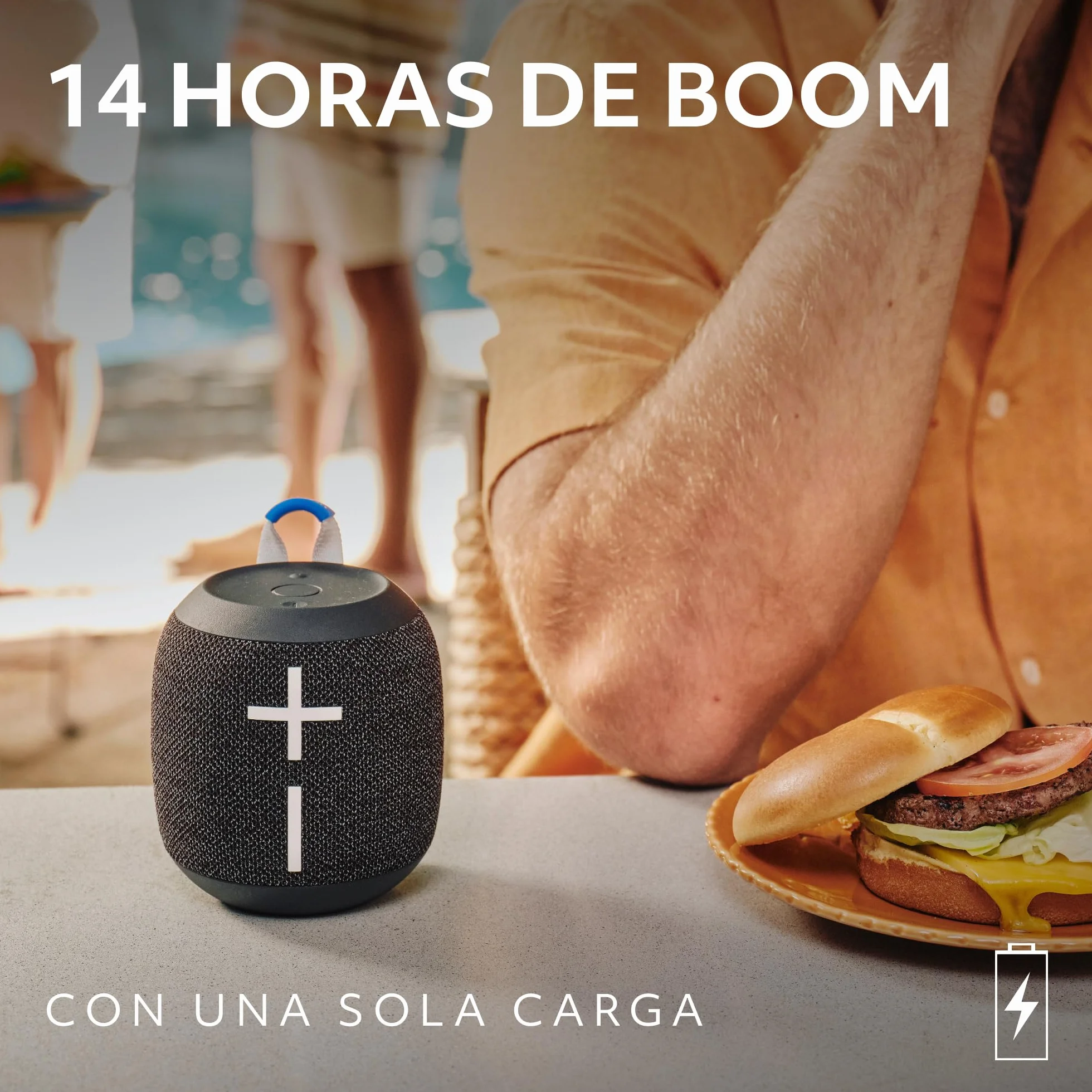 Ultimate Ears Wonderboom 4 Altavoz Bluetooth portátil Resistente al Agua Sonido 360° Flotante Prueba Polvo 40m Negro