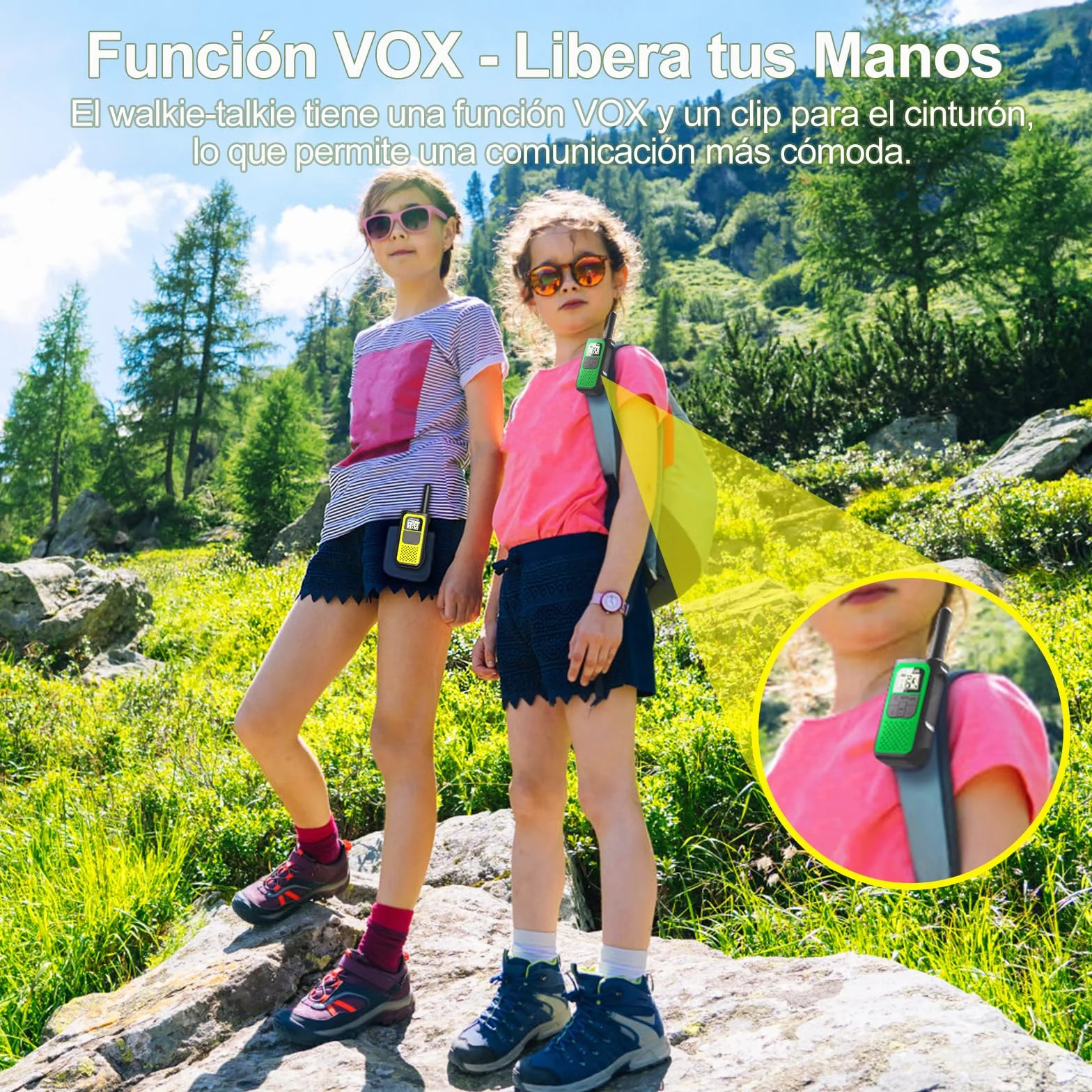 Walkie Talkie Recargable con 1200mAh Li-Ion Batería, Walkie Talkies para Niños Adulto, Walky Talky con 16 Canales VOX, Walkie-Talkies para Ciclismo Camping Senderismo
