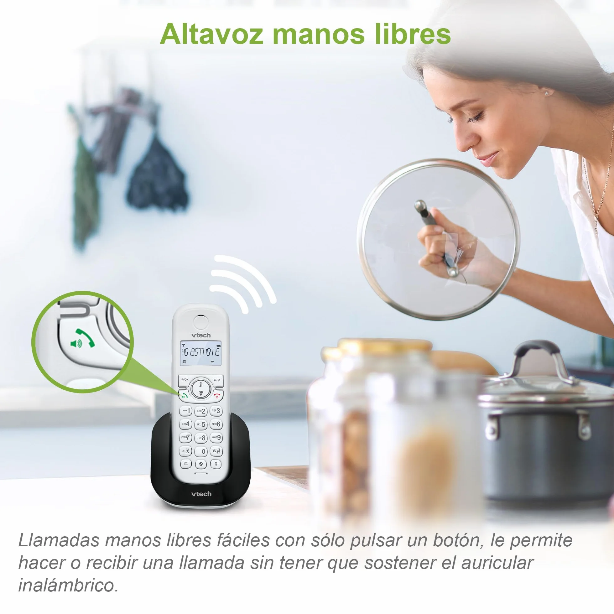 VTech CS1501 DECT Teléfono inalámbrico duo con cargador doble, manos libres, bloqueo de llamadas, identificador, pantalla retroiluminada, Blanco