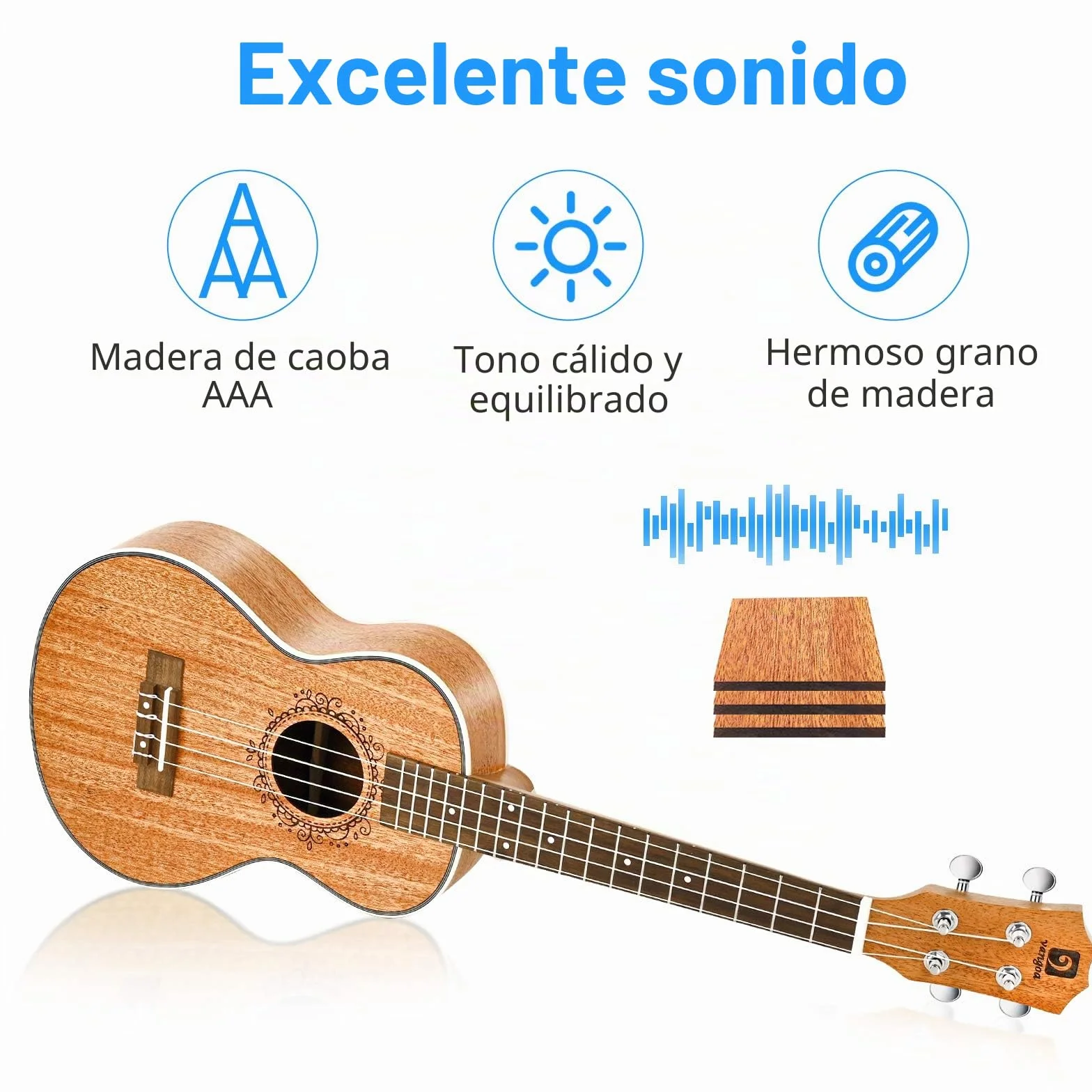 Vangoa Conciertos Ukelele Caoba 23 Pulgada Acústico Hawaiian Ukulele Kit para Principiantes, Estudiante, Intermedio