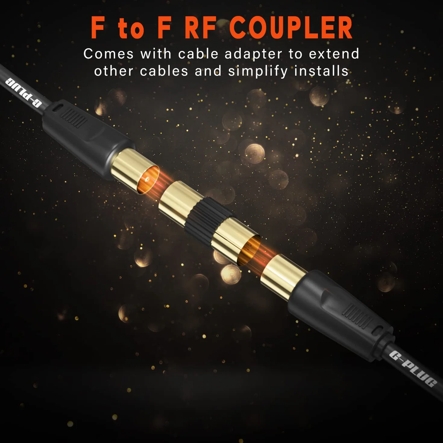 Cable de antena TV G-PLUG 1m coaxial macho-macho chapado en oro con adaptador RF y conector de ángulo recto